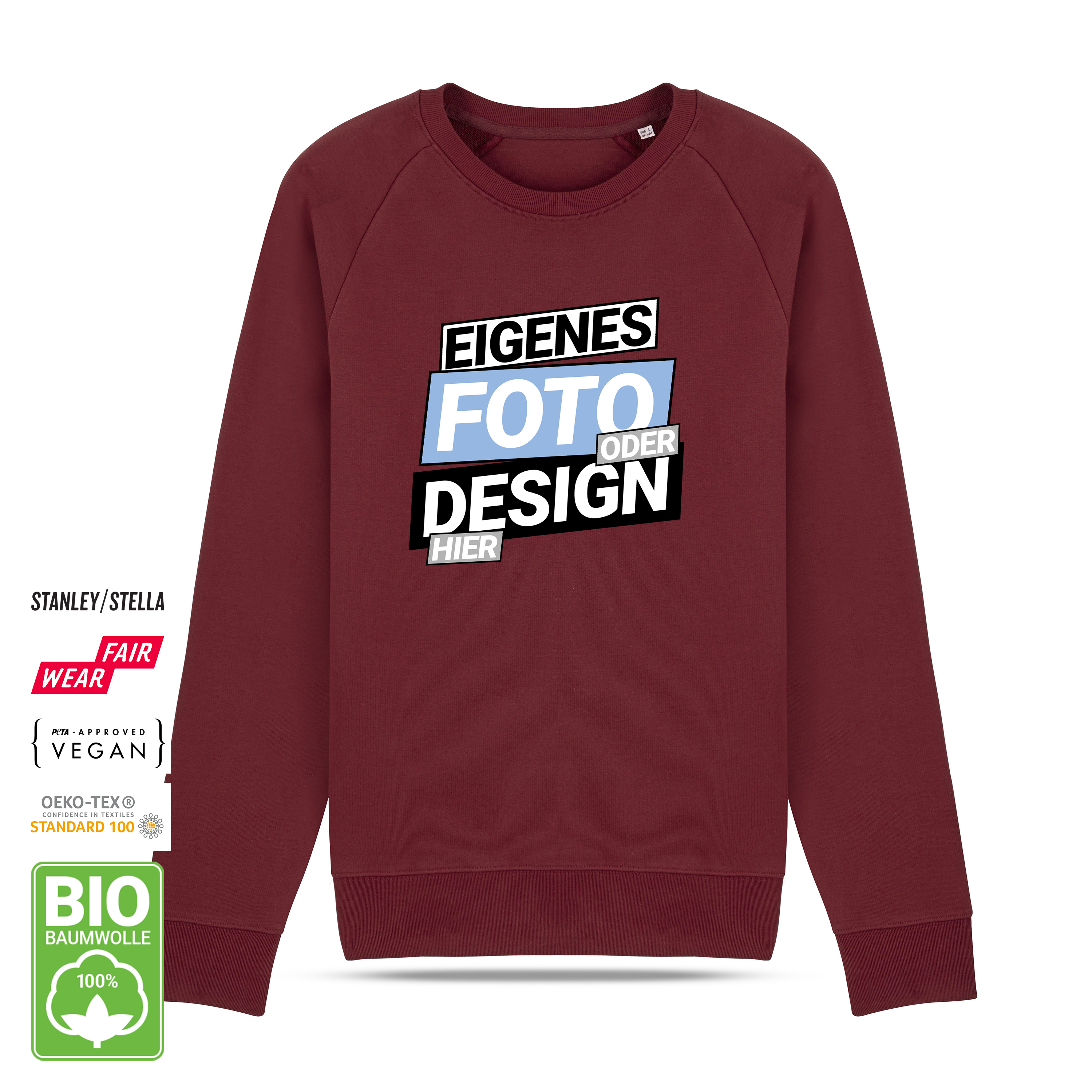 Bio Sweatshirt M Burgund 1