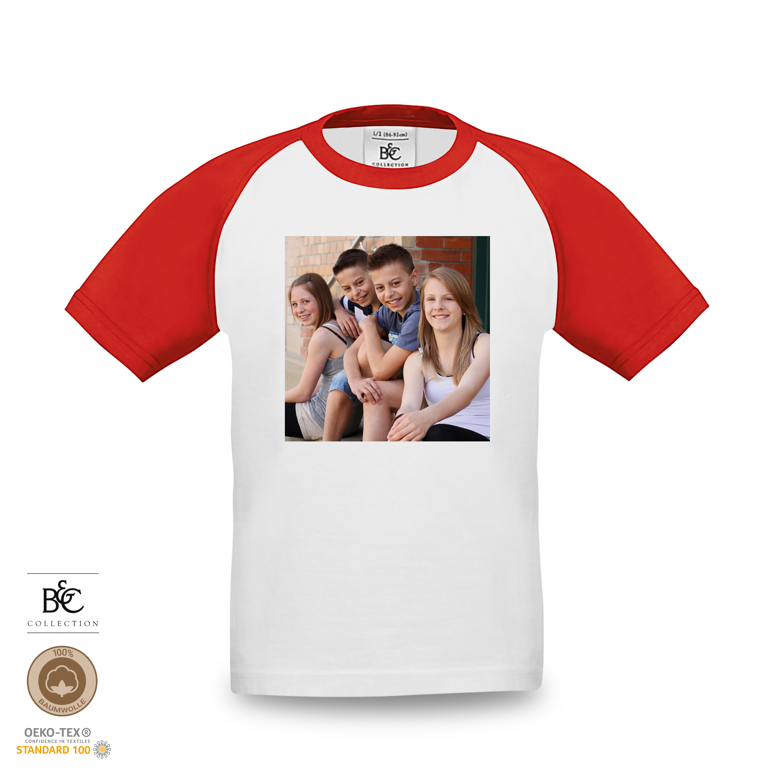 Baseball Kids T-Shirt 104 Weiß/Rot 1