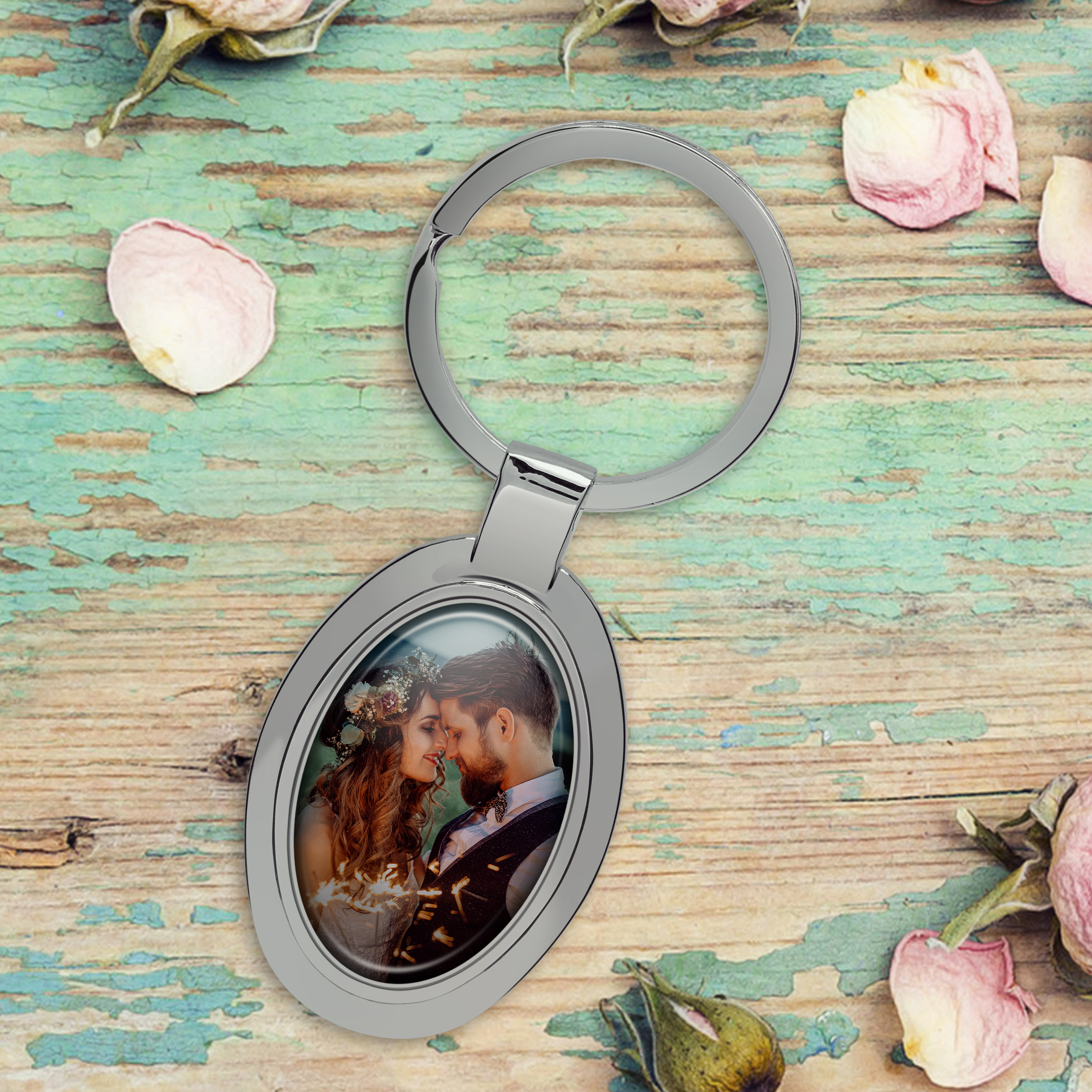 Schlüsselanhänger Chrom Oval 6