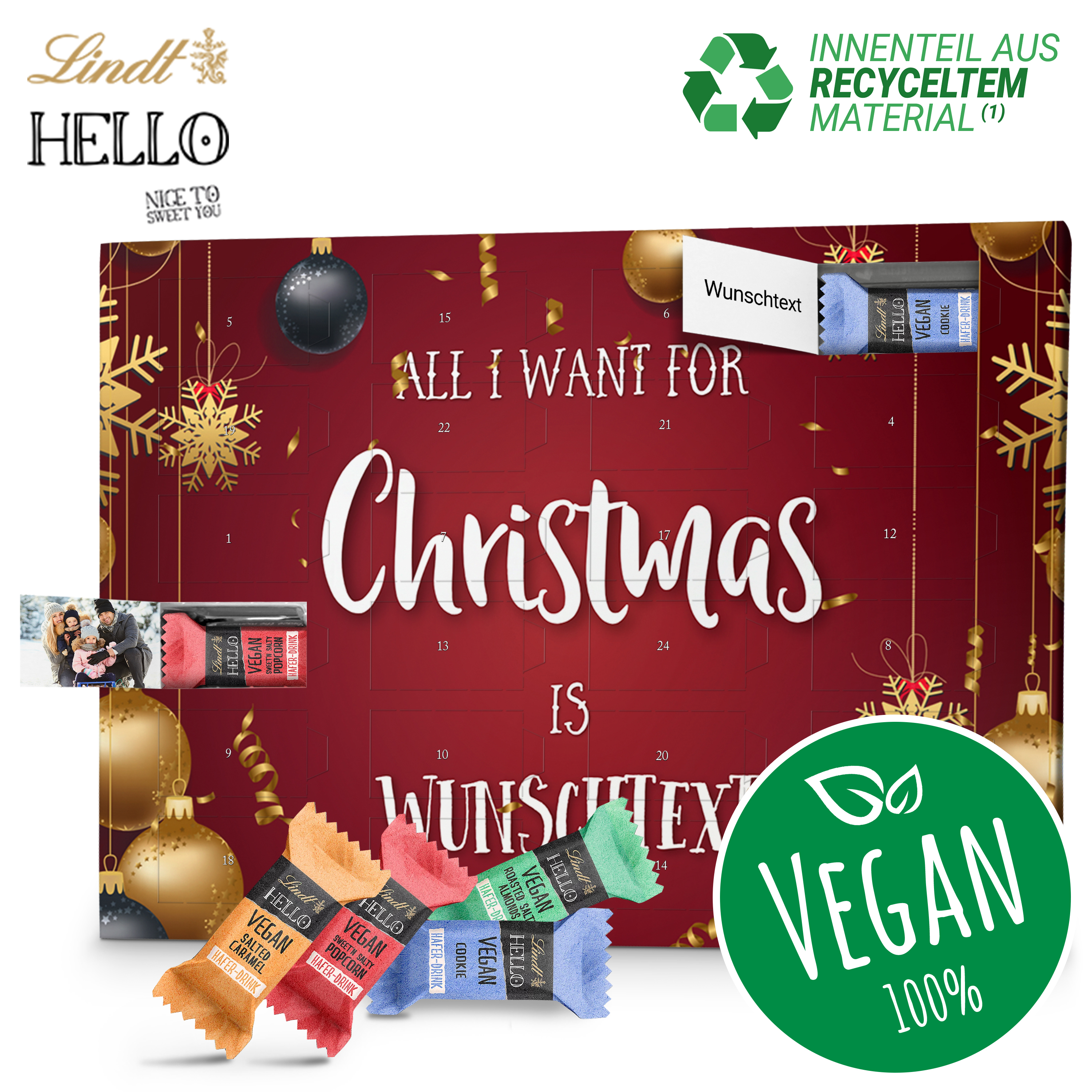 Namens-Adventskalender Lindt HELLO Vegan 1