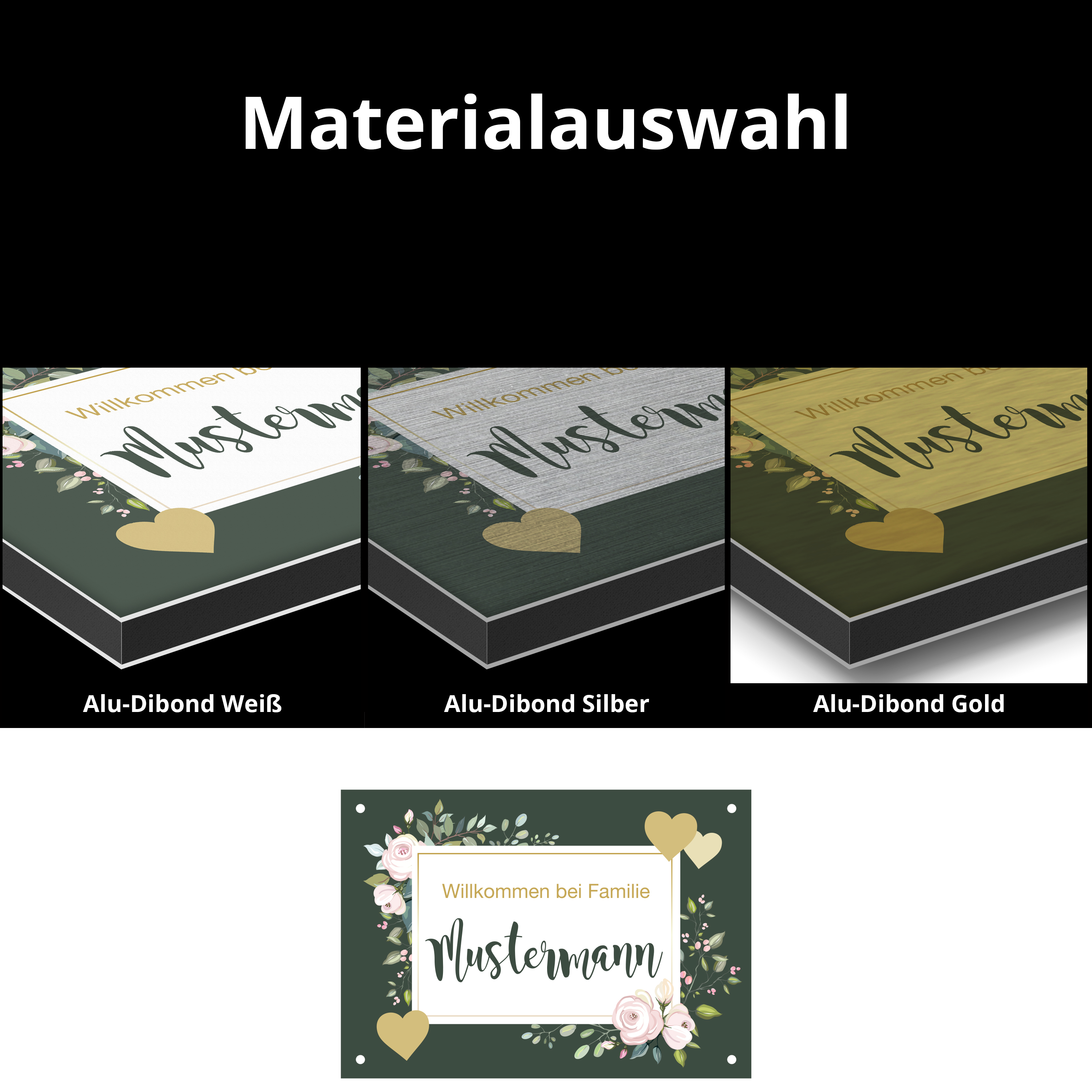 Hausnummernschilder Alu-Dibond Gold 3 mm (gebürstet) A6 - 14,8 cm x 10,5 cm 5