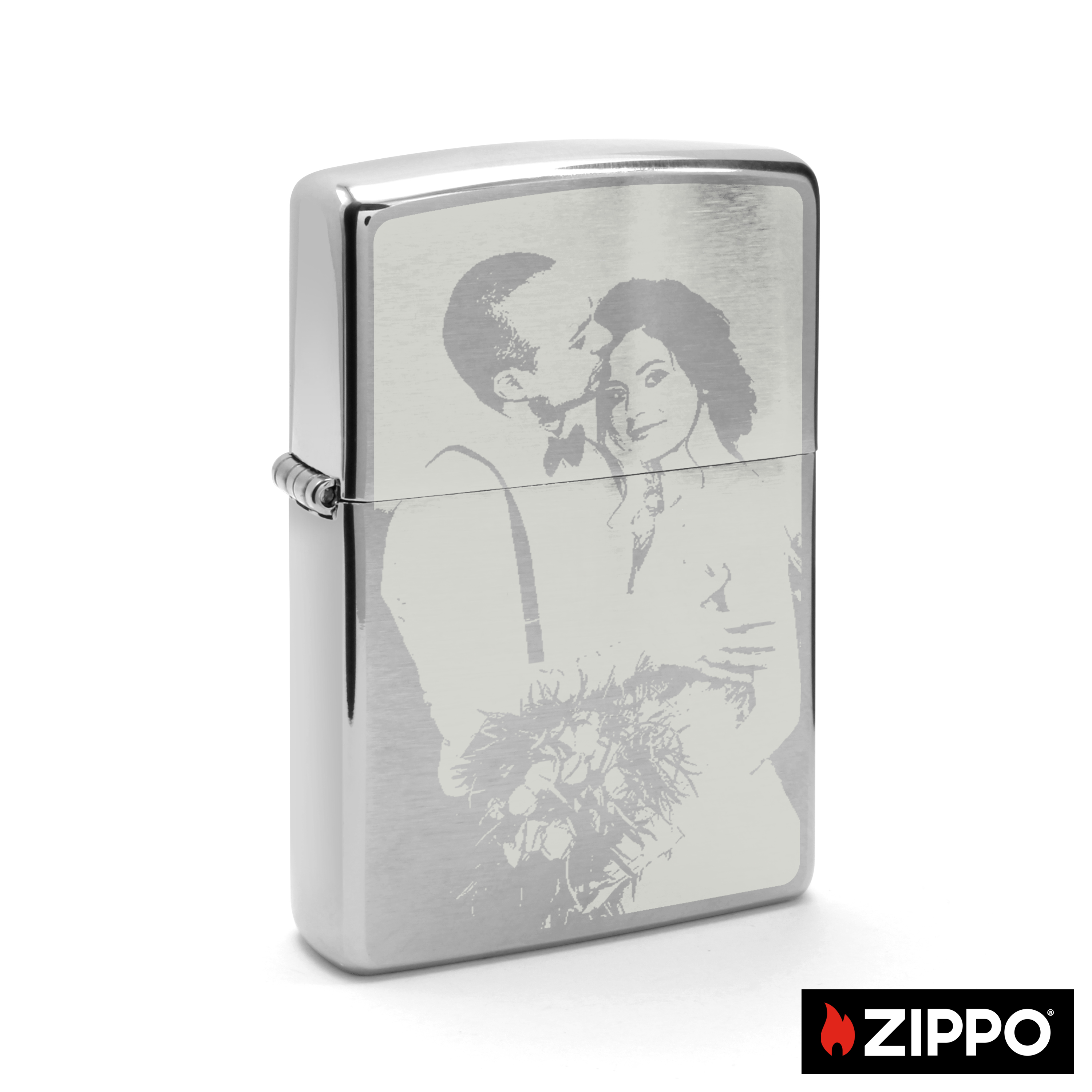 Zippo mit Gravur Silber einseitig 1