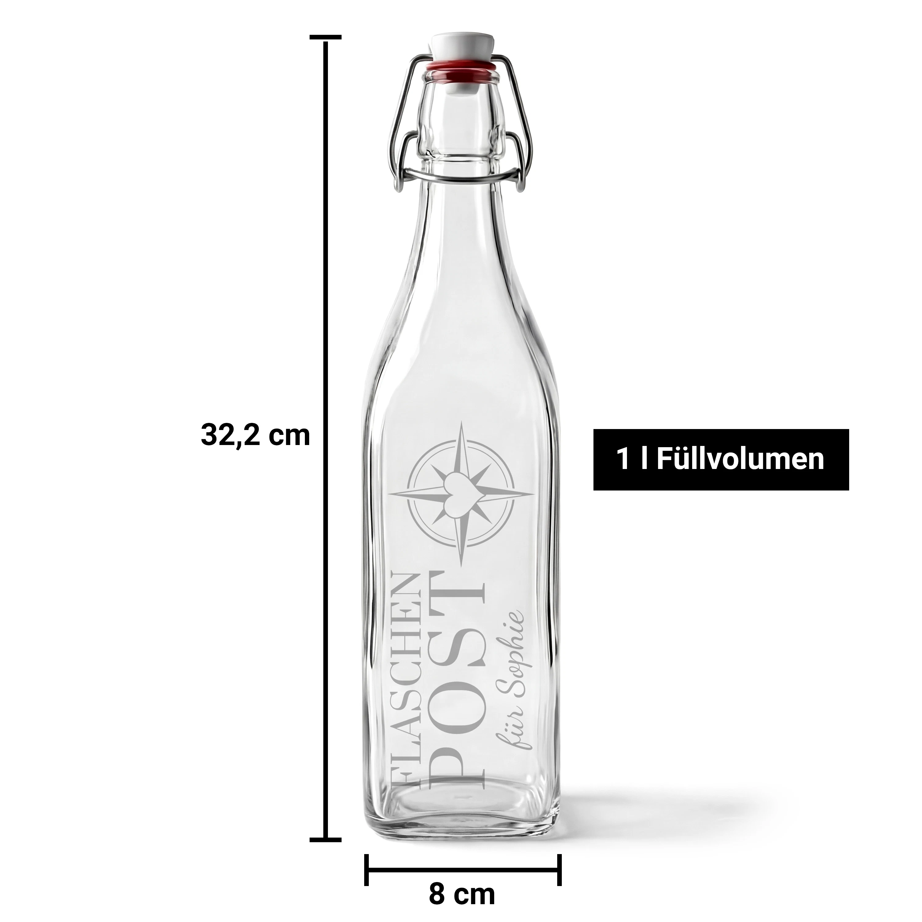 Glasflasche mit Bügelverschluss 1 Liter 2