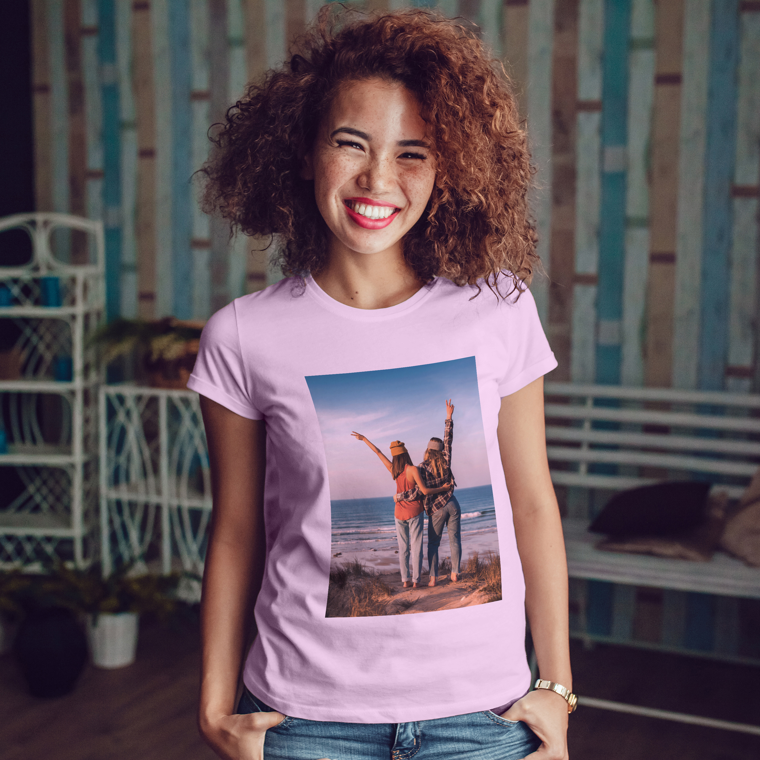 Damen Shirt Rundhals Pink 4