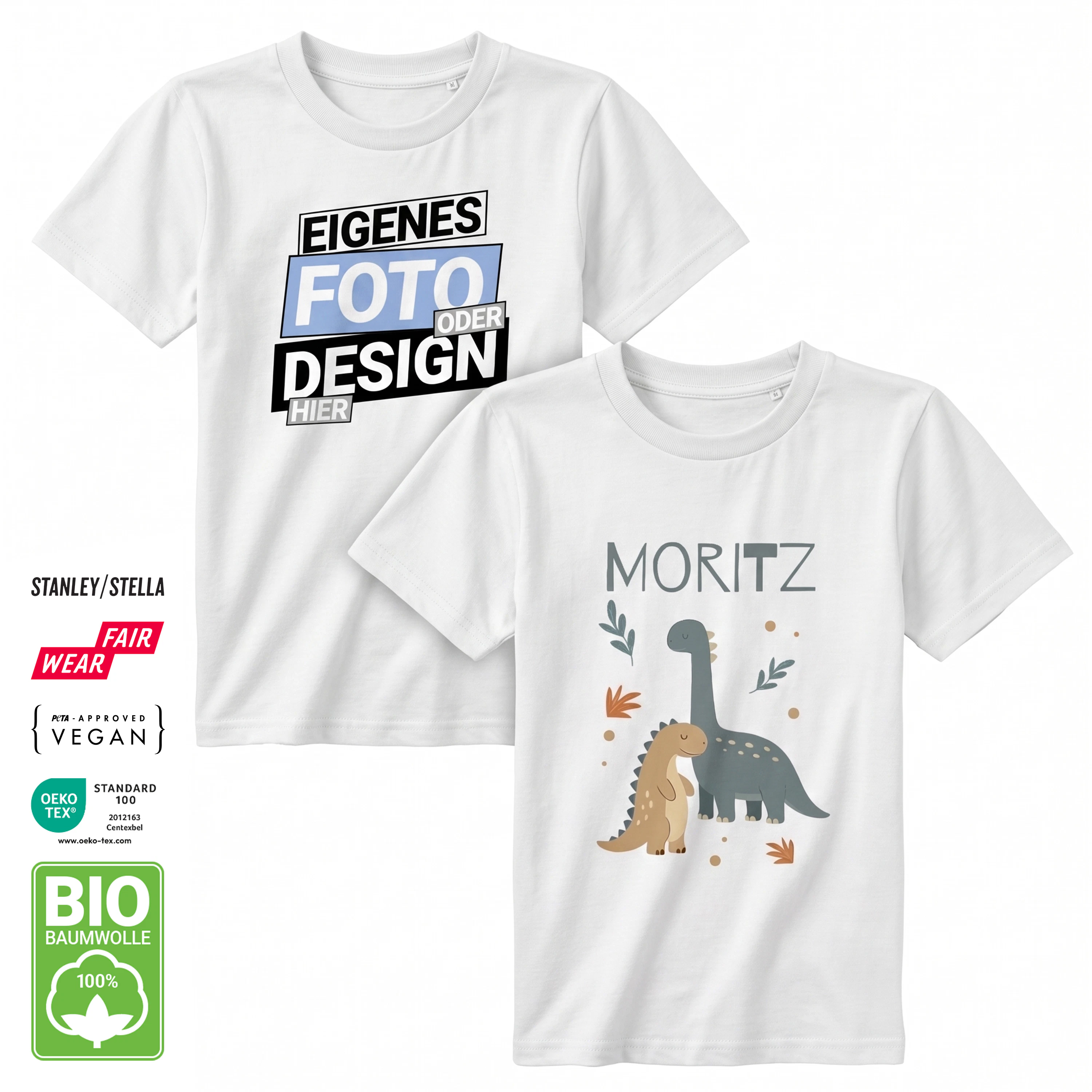 Kinder Bio T-Shirt 98/104 (3-4) Weiß 1