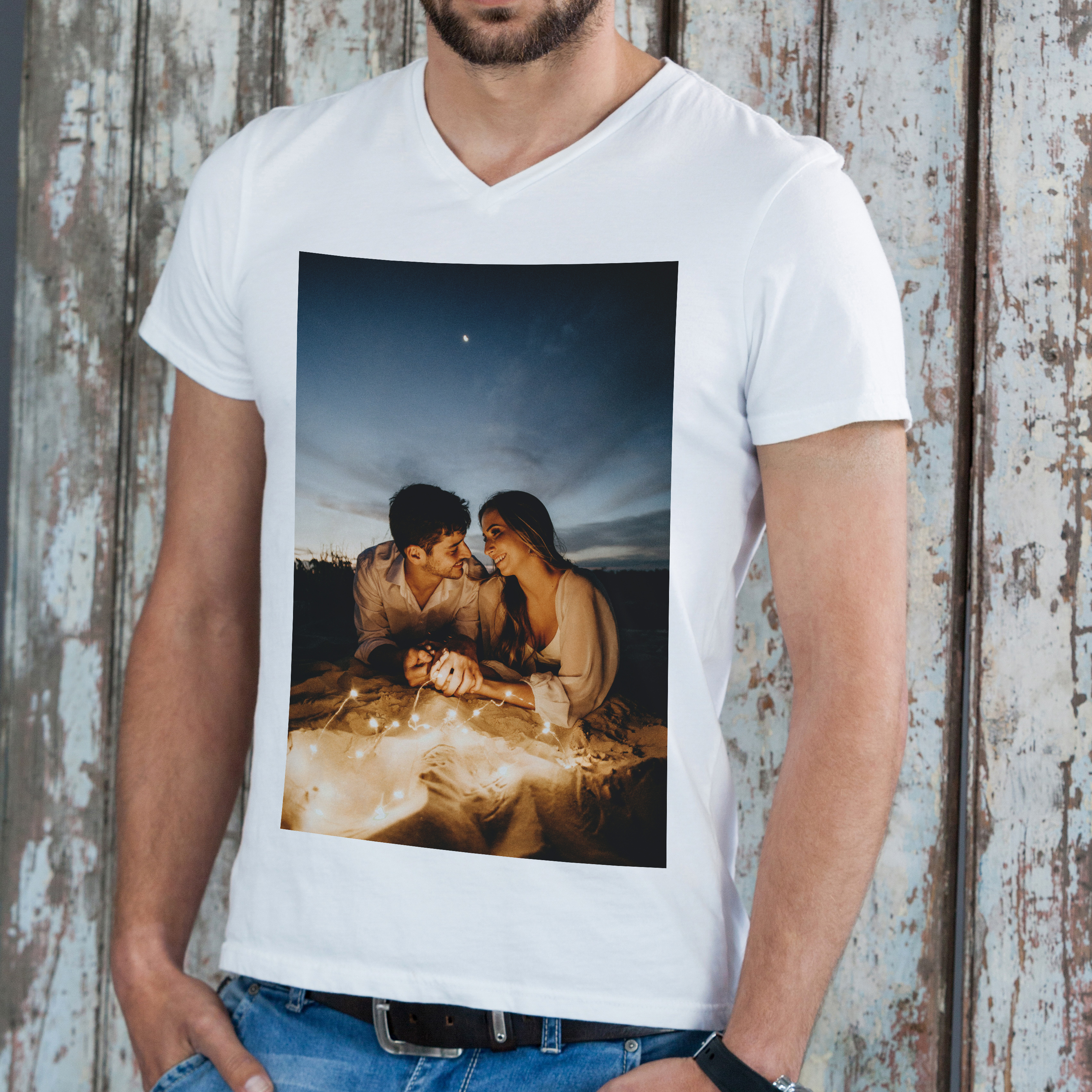 T-Shirt V-Ausschnitt Weiß 4