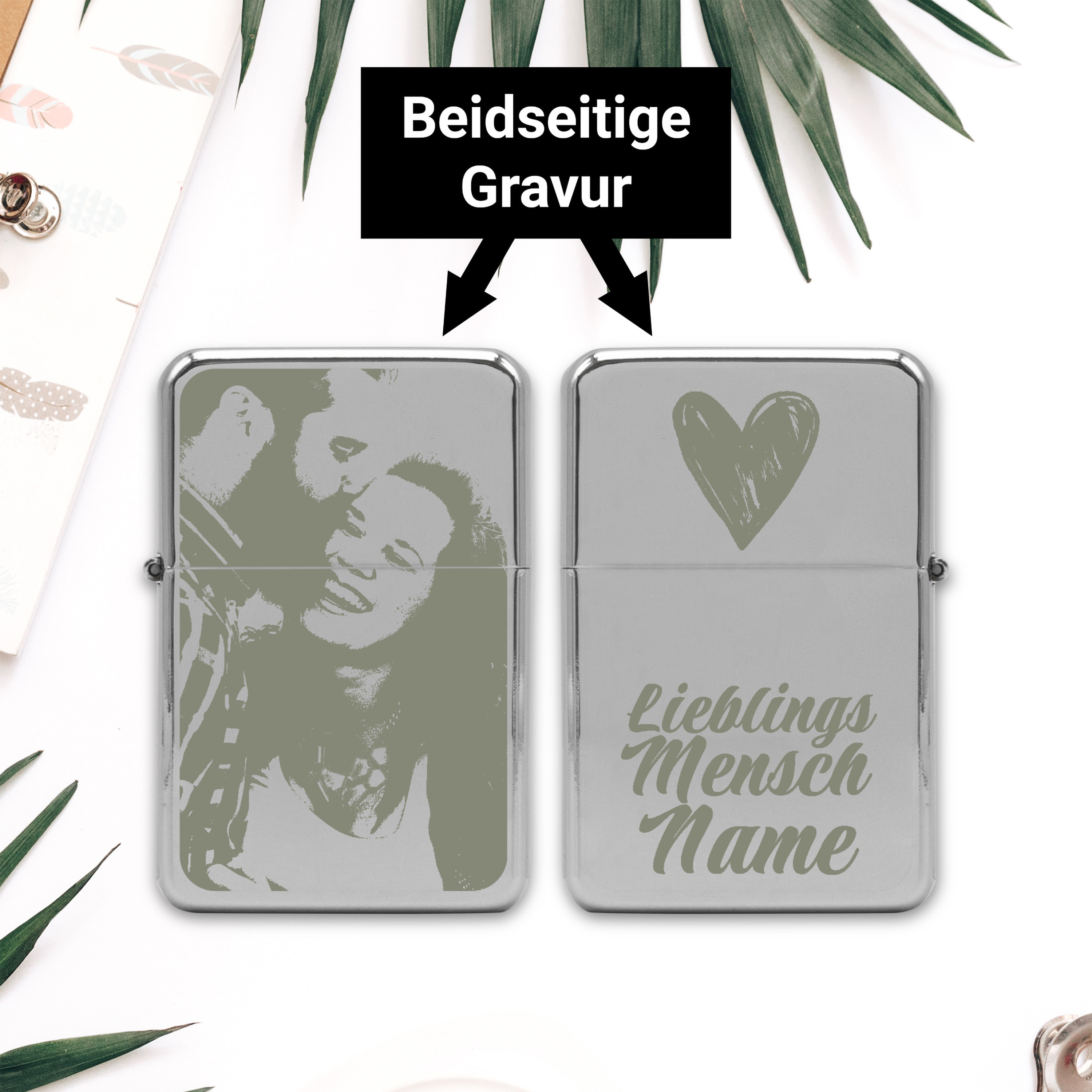 Sturmfeuerzeug-Set "Gravur" einseitig 6