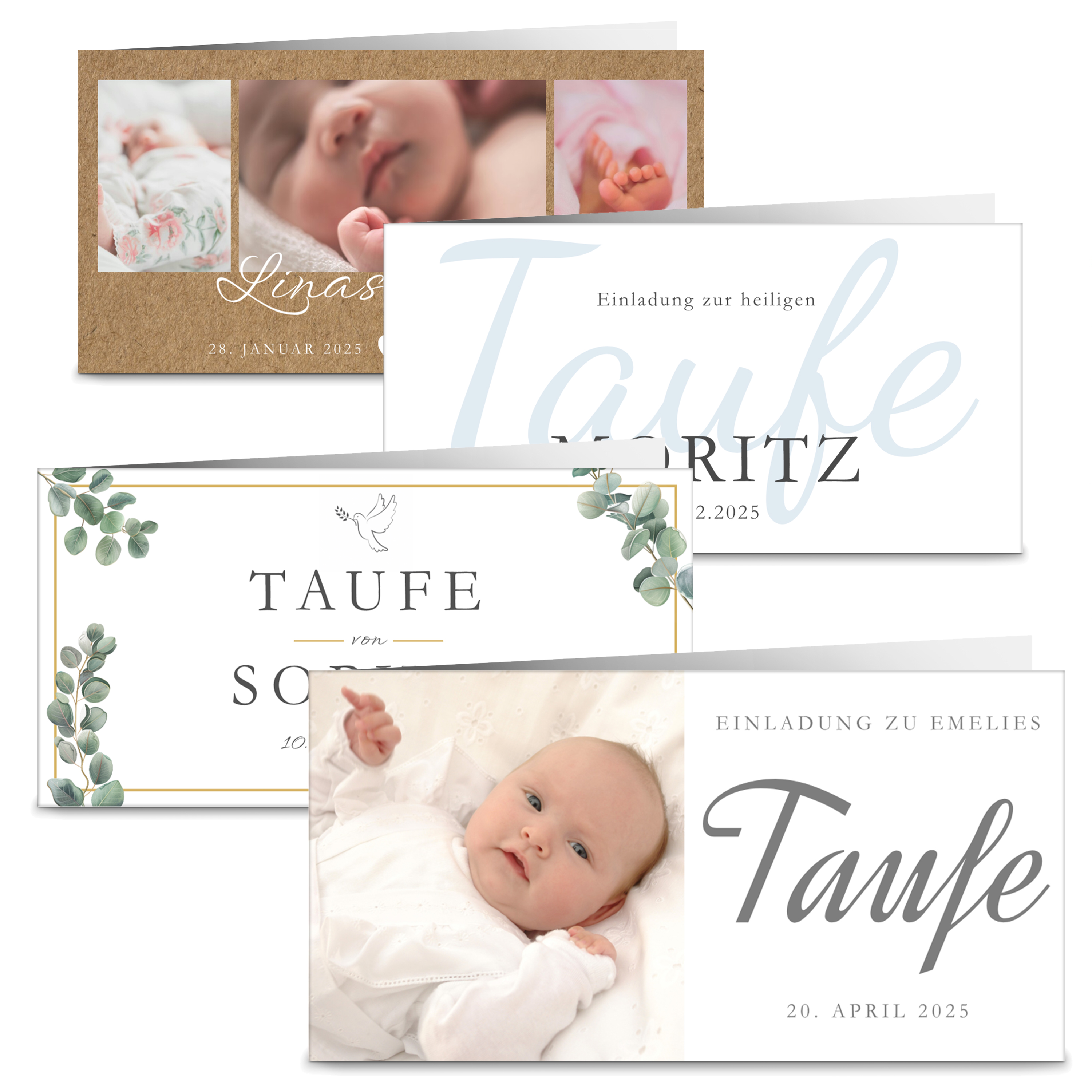 Taufeinladung Klappkarte lang Quer (21 x 10,5 cm) 1