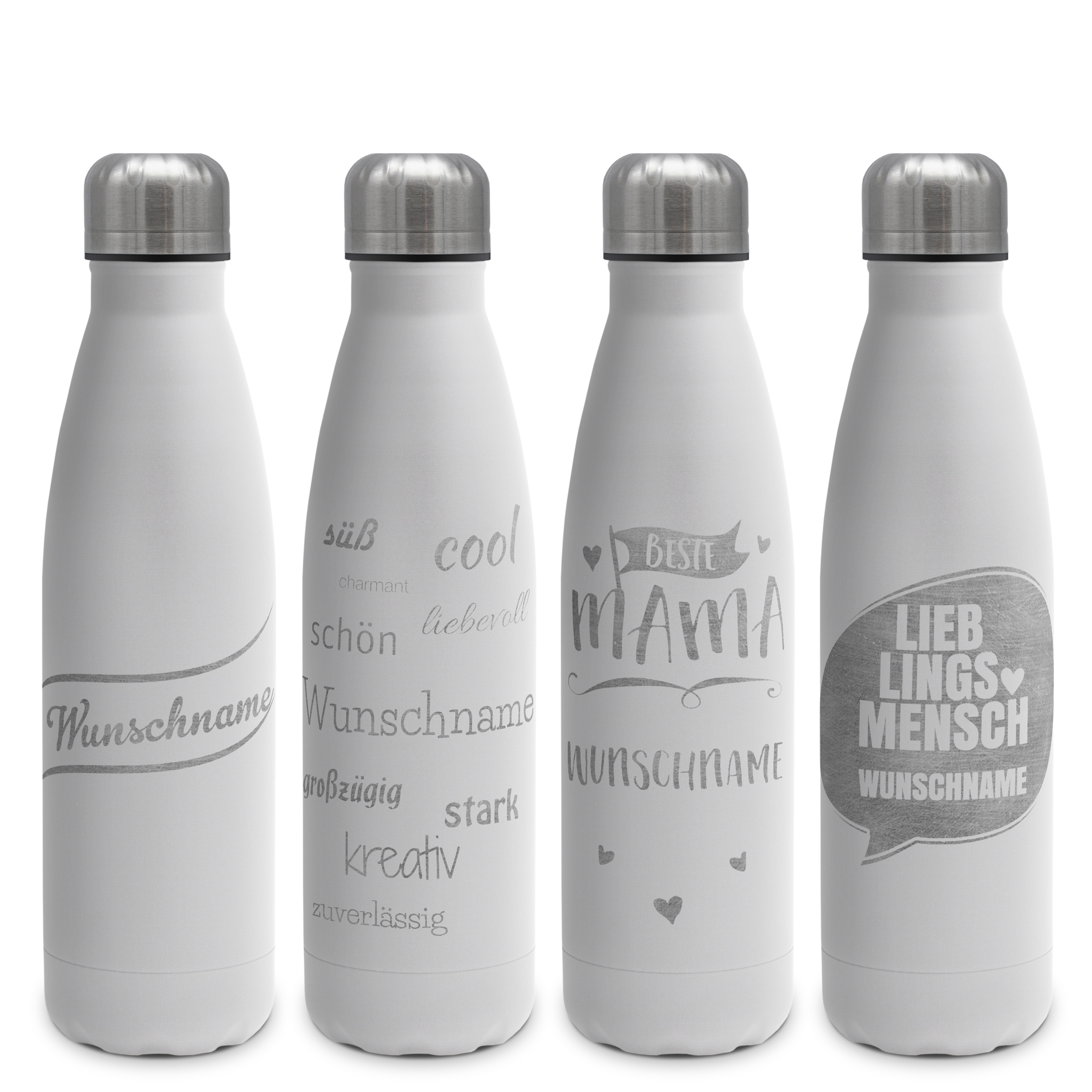 Thermo-Trinkflasche Gravur 0,5 Liter Weiß 3