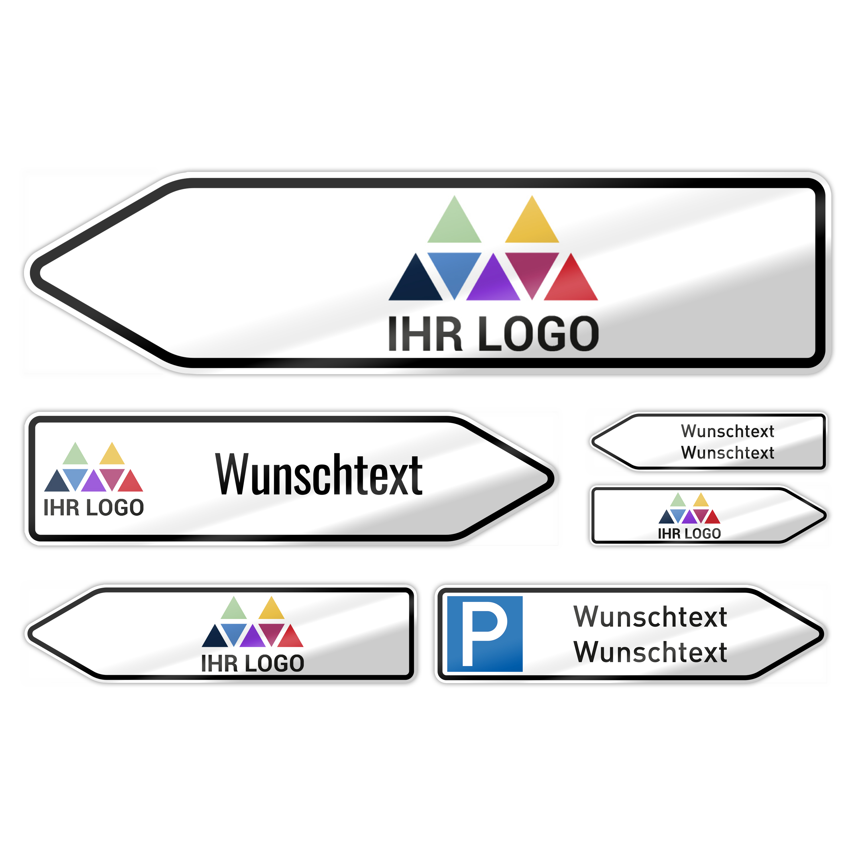 Pfeilwegweiser PVC Hartschaum 5 mm 15 cm x 3,7 cm 2