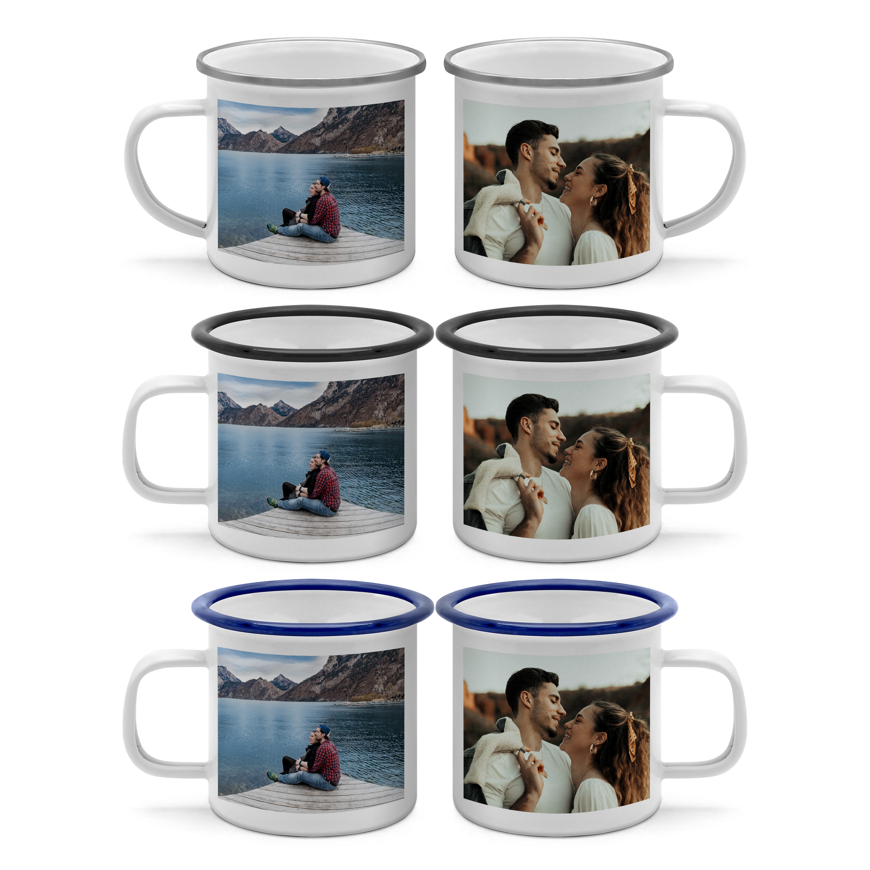 Emaille Tasse 300 ml Beidseitig Silber 3