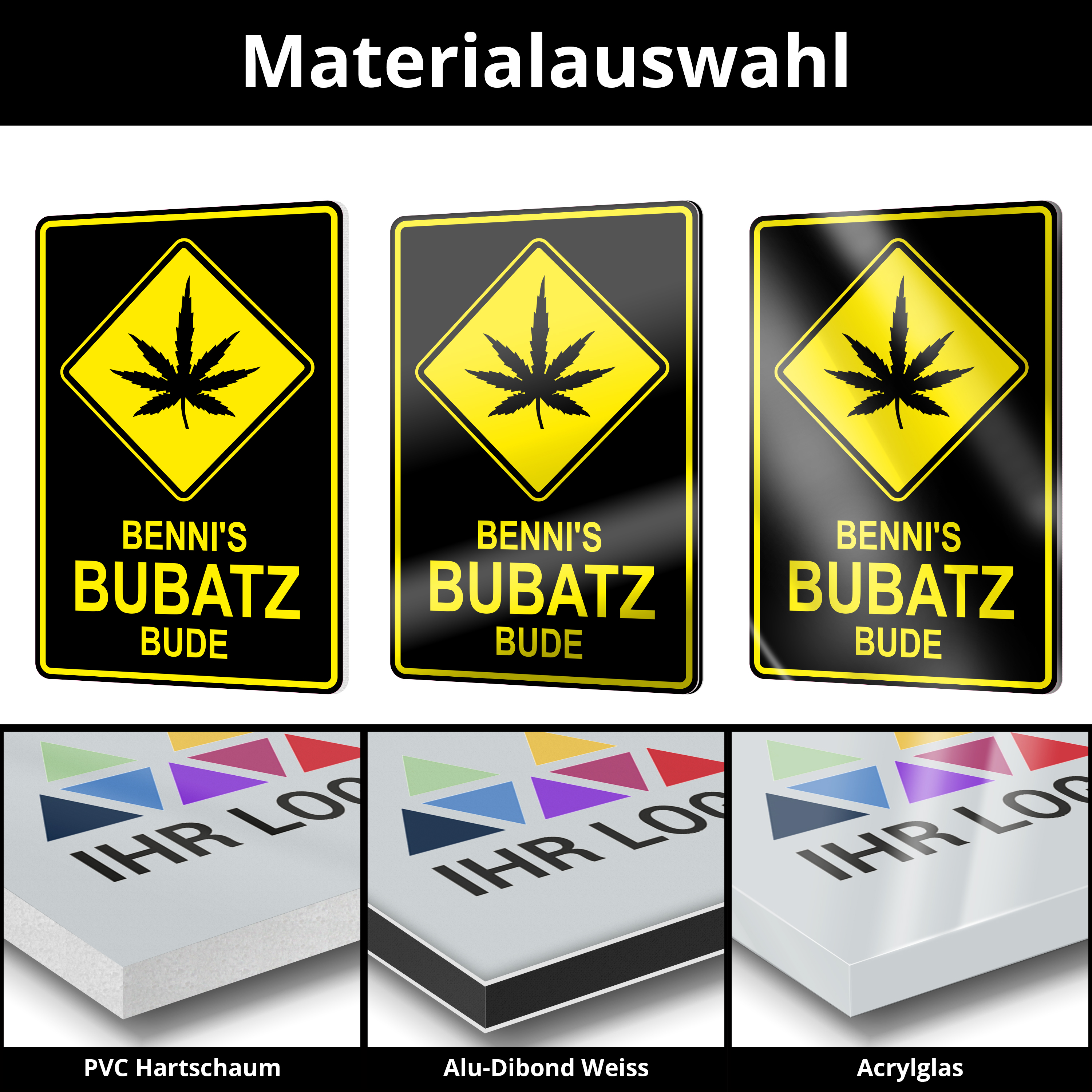 Funschilder 15 cm x 10 cm PVC Hartschaum 5 mm 5