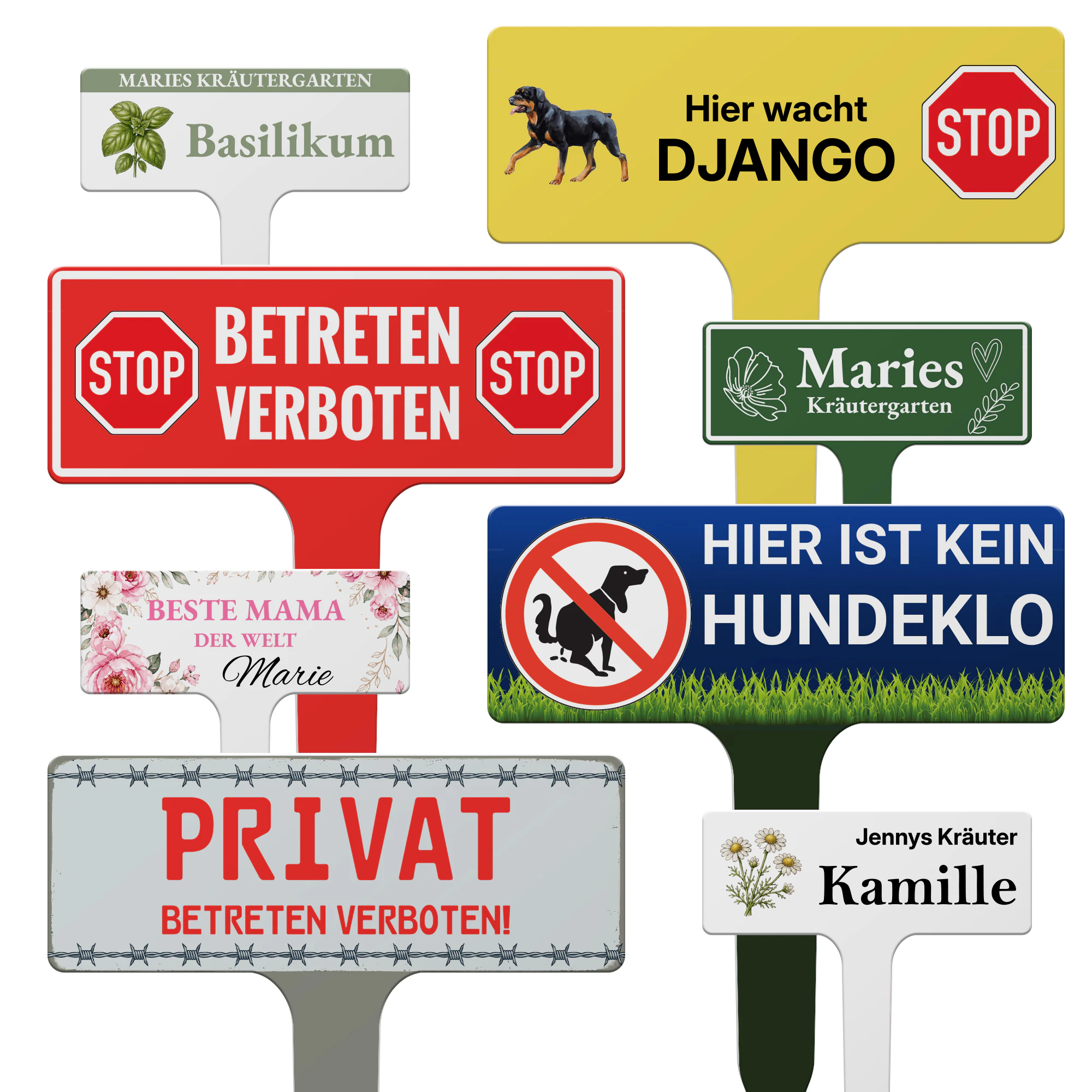 Steckschild klein 20 cm x 22,35 cm Alu-Dibond Weiß 3 mm 2