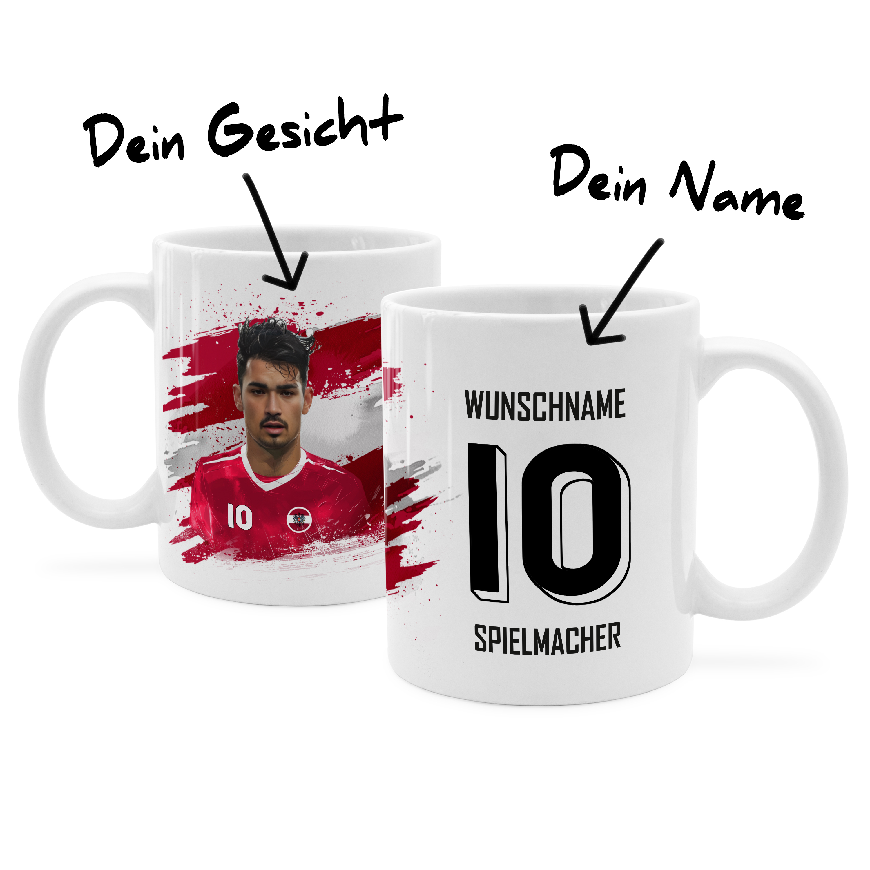 Face Swap Fußballtasse Österreich Weiß 1