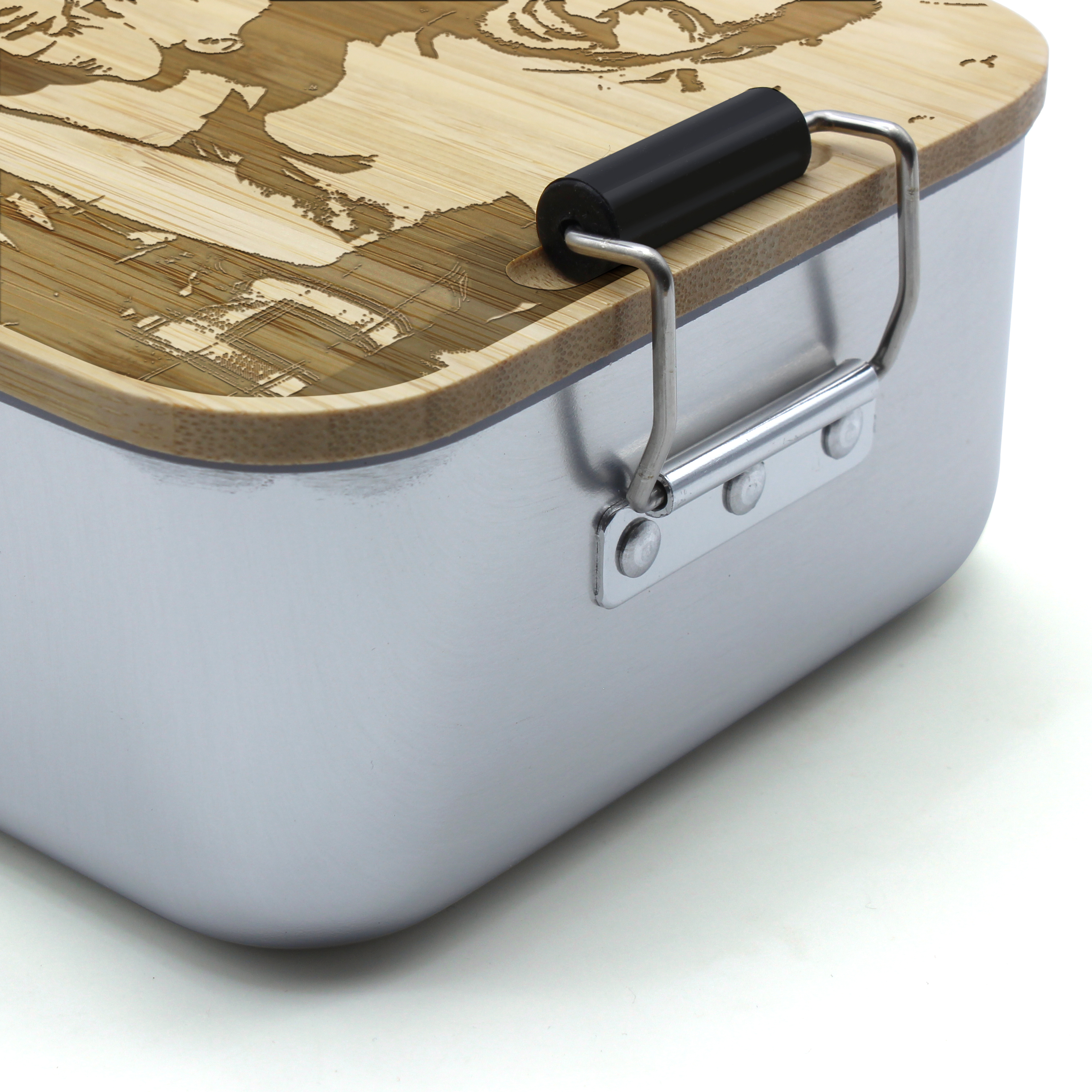 Alu-Brotdose mit Bambusdeckel - Standard 3