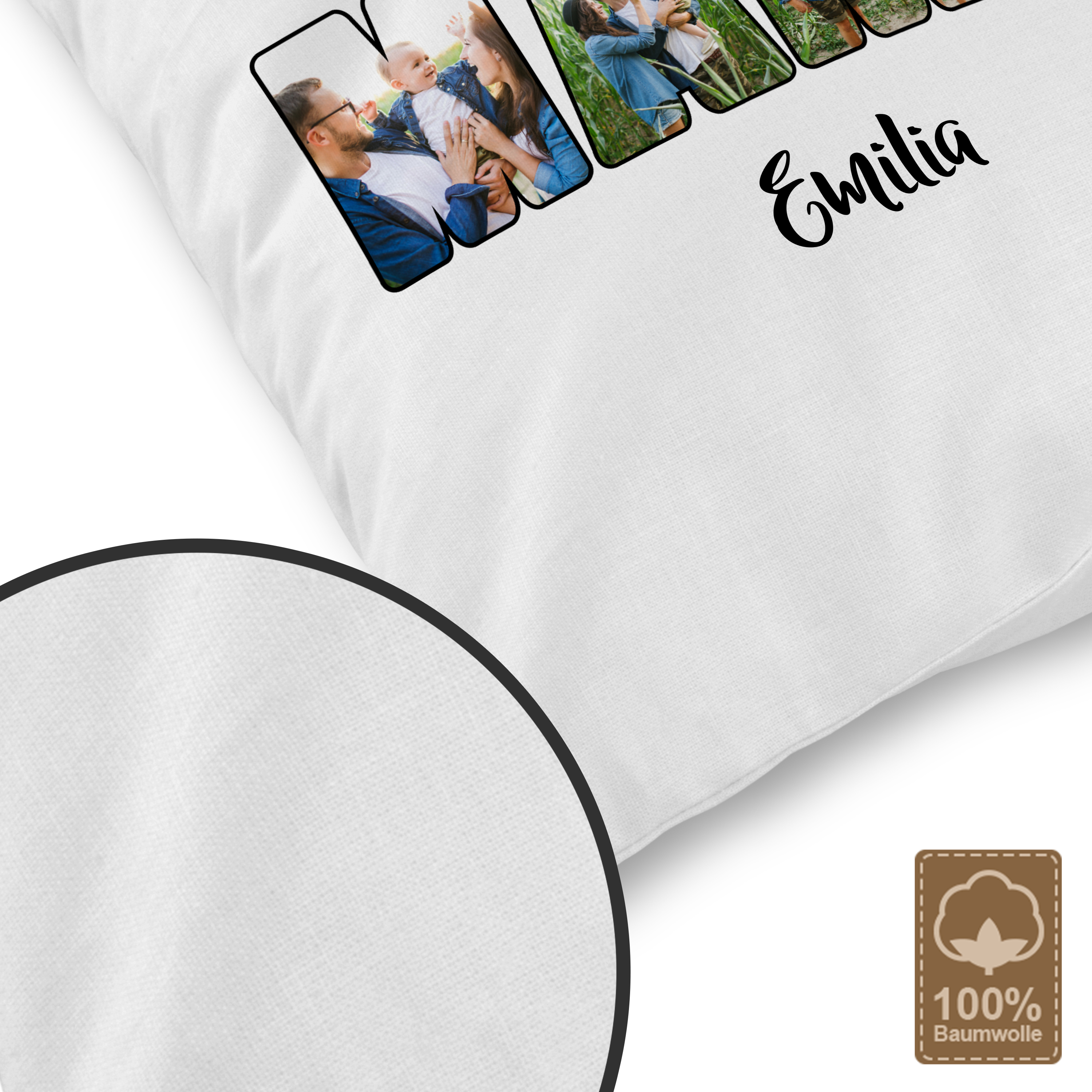 Fotocollagen Kissen Naturweiß 2