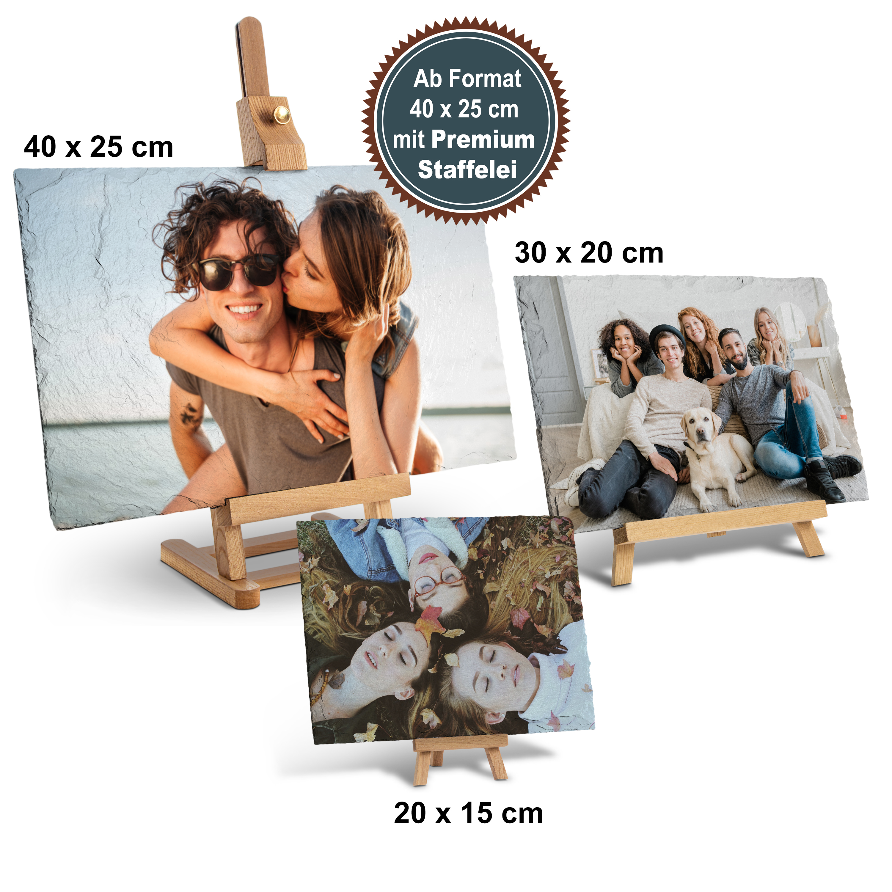 Schieferplatte mit Staffelei 40 cm x 25 cm 3