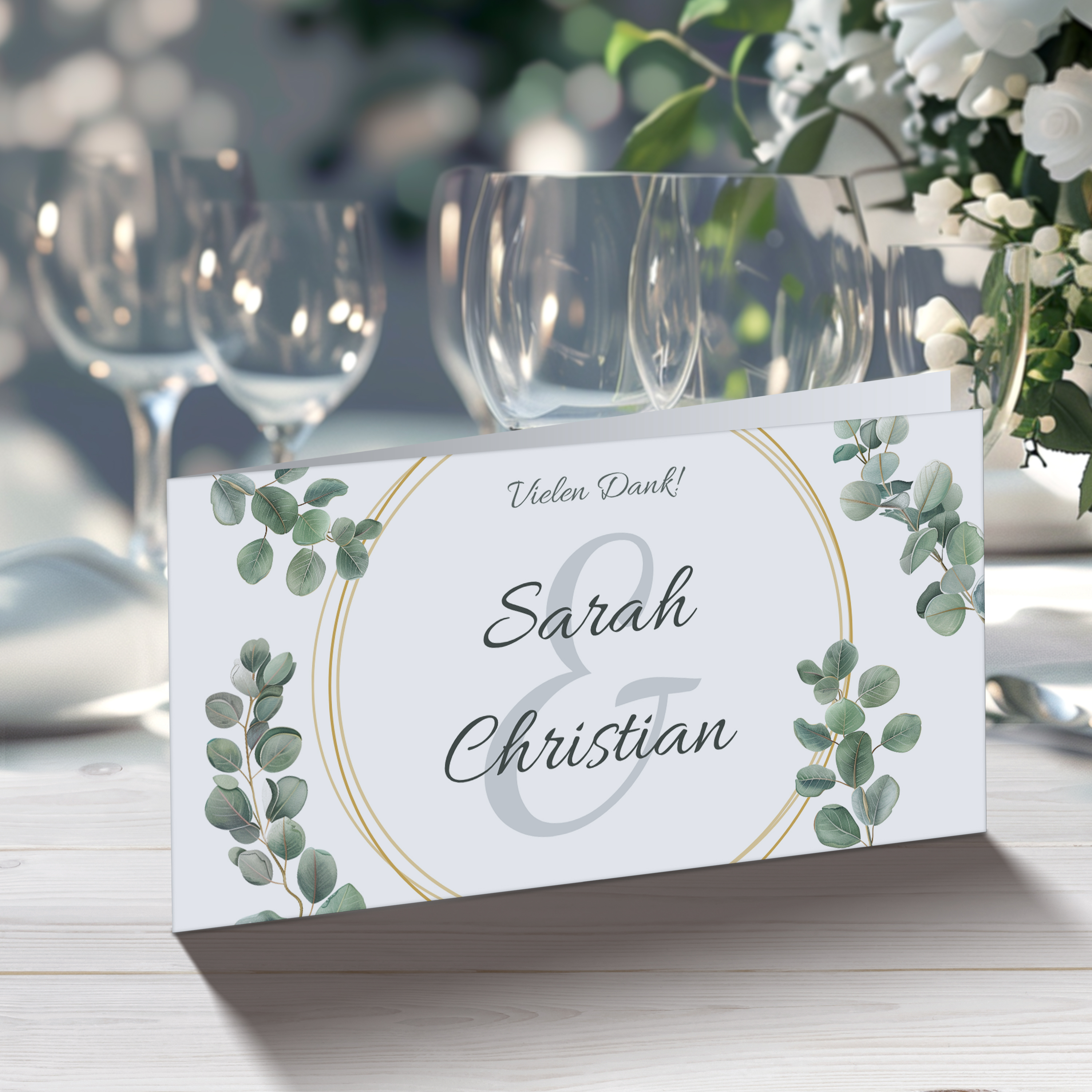 Dankeskarte Hochzeit Klappkarte DIN lang Quer (21 x 10,5 cm) 2