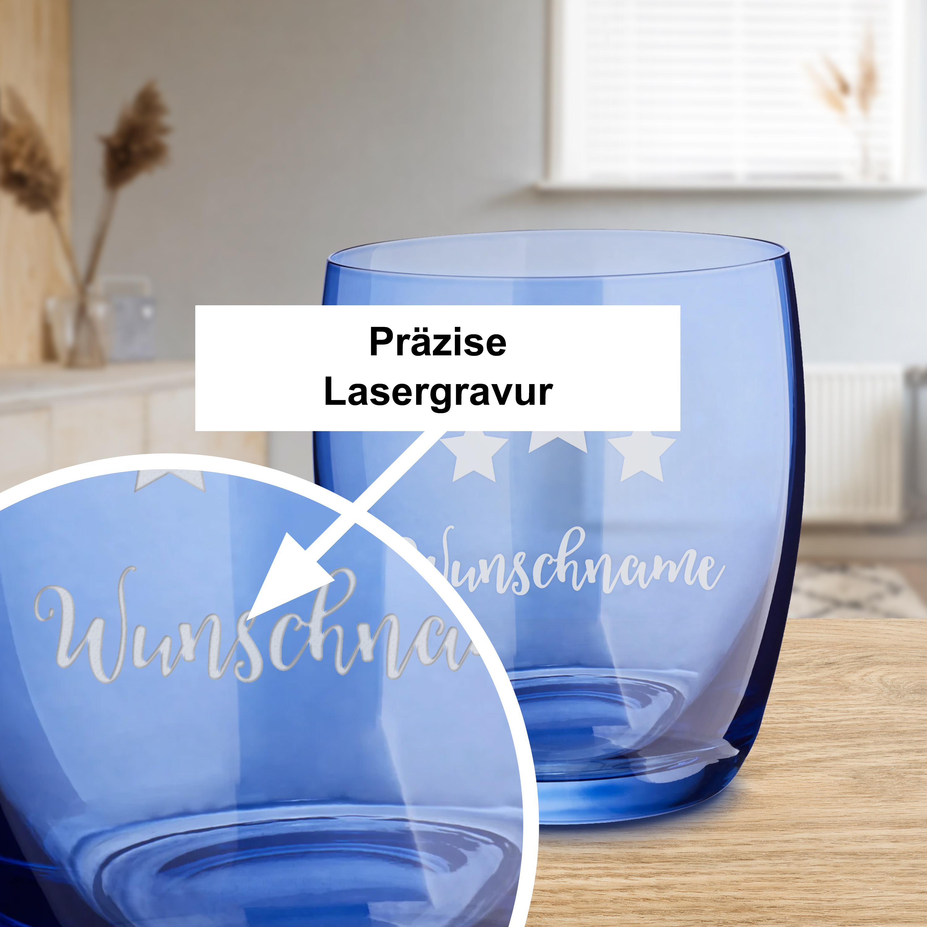 Trinkglas "Farbig" Blau 3