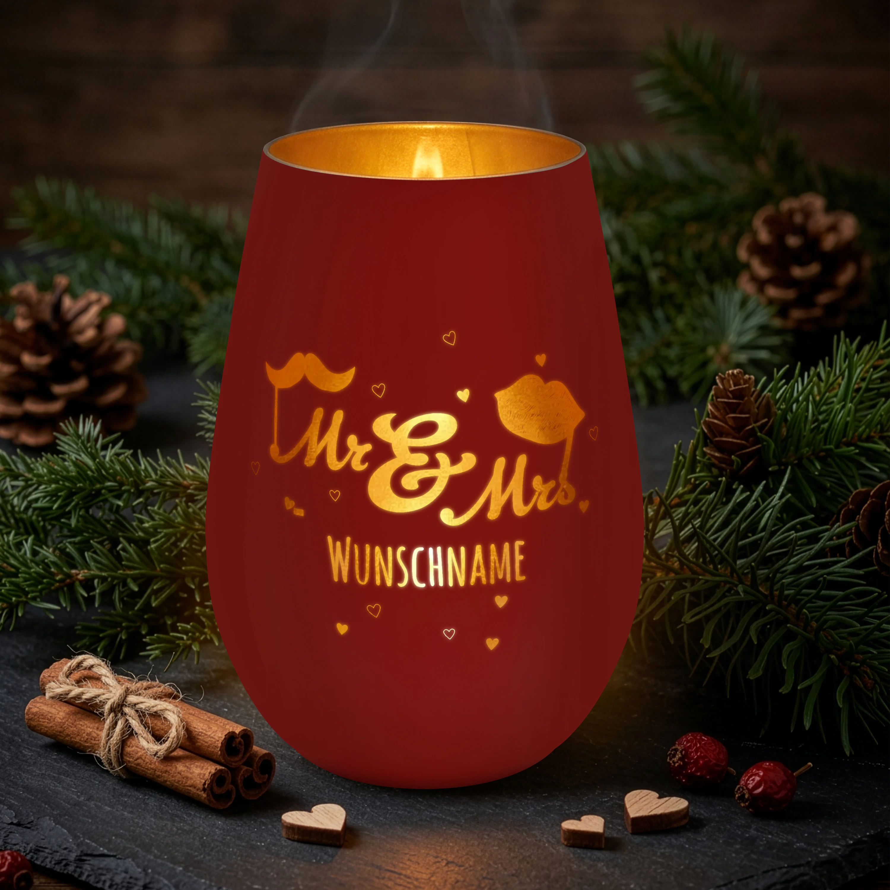 Windlicht "Premium" Rot/Schwarz 4