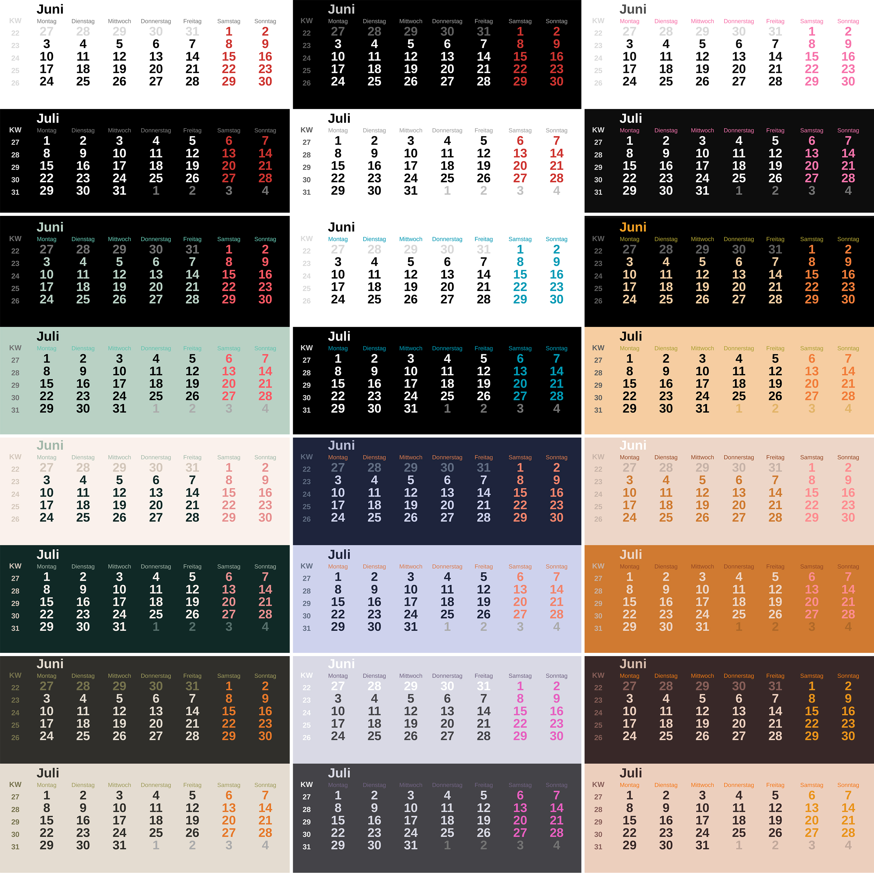 3-Monats-Wandkalender - Standard 3