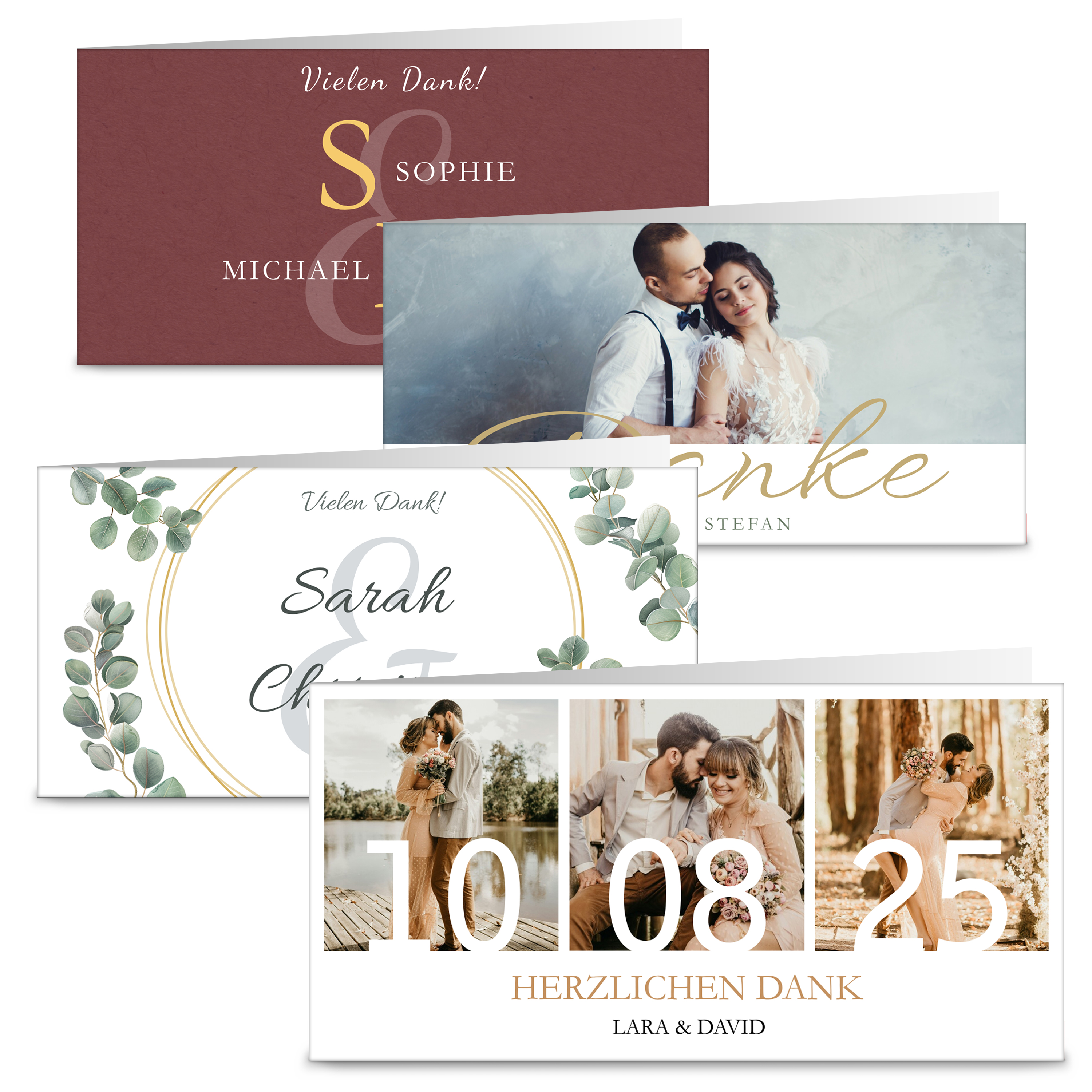 Dankeskarte Hochzeit Klappkarte DIN lang Quer (21 x 10,5 cm) 1