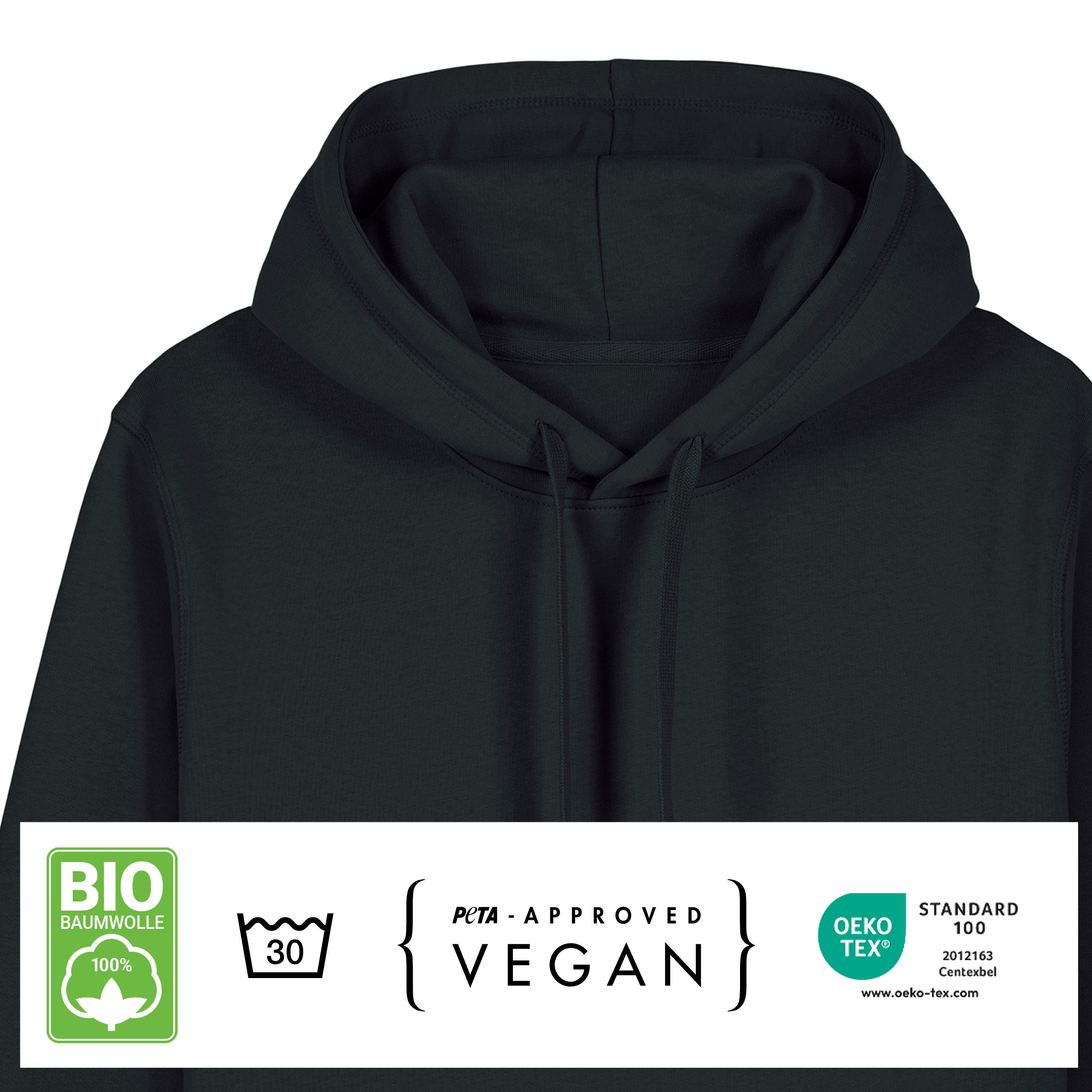 Bio Hoodie „Basic“ M Schwarz 3