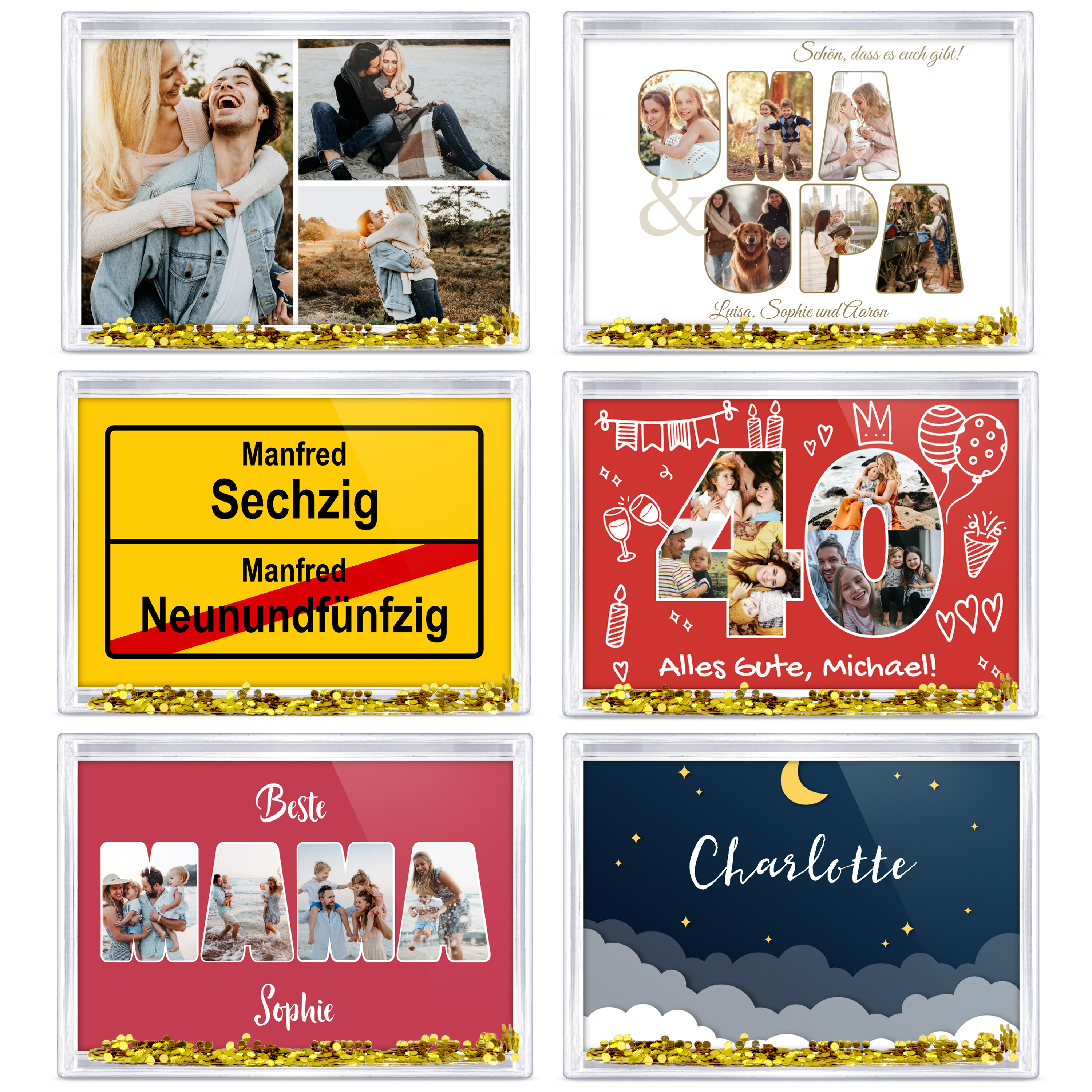 Schüttelrahmen Gold Konfetti 3