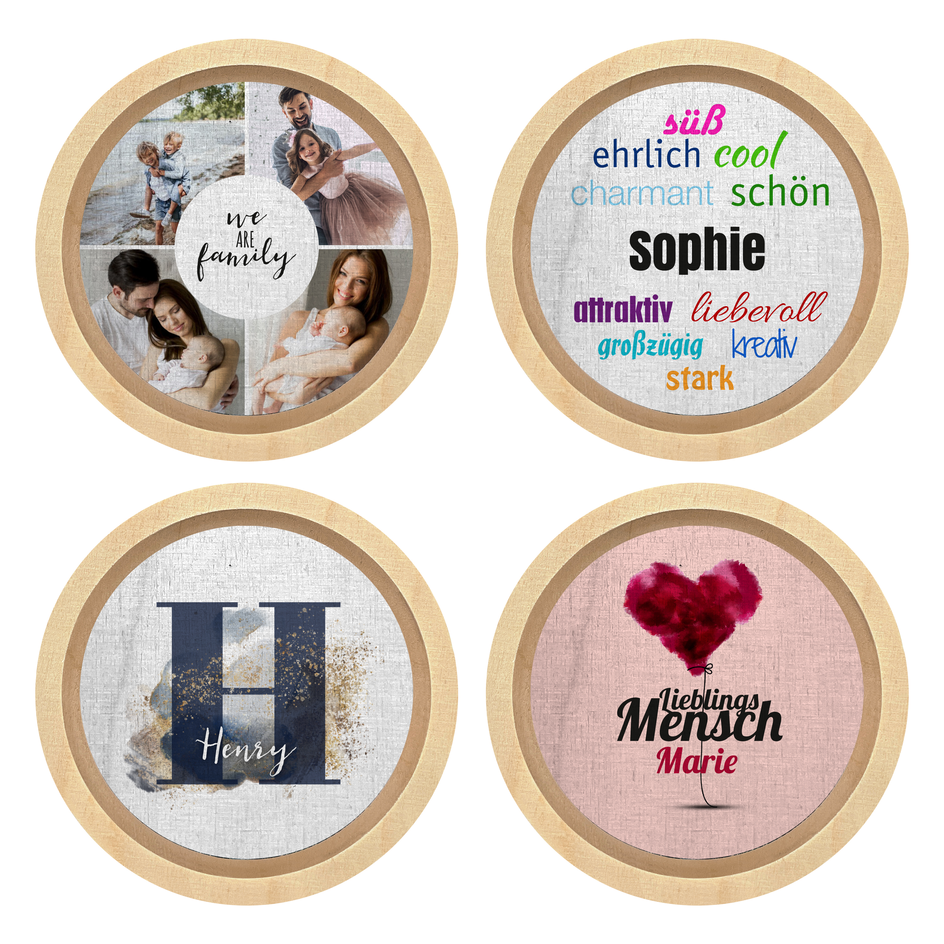 Fotomagnet "Holzrahmen" Rund 4