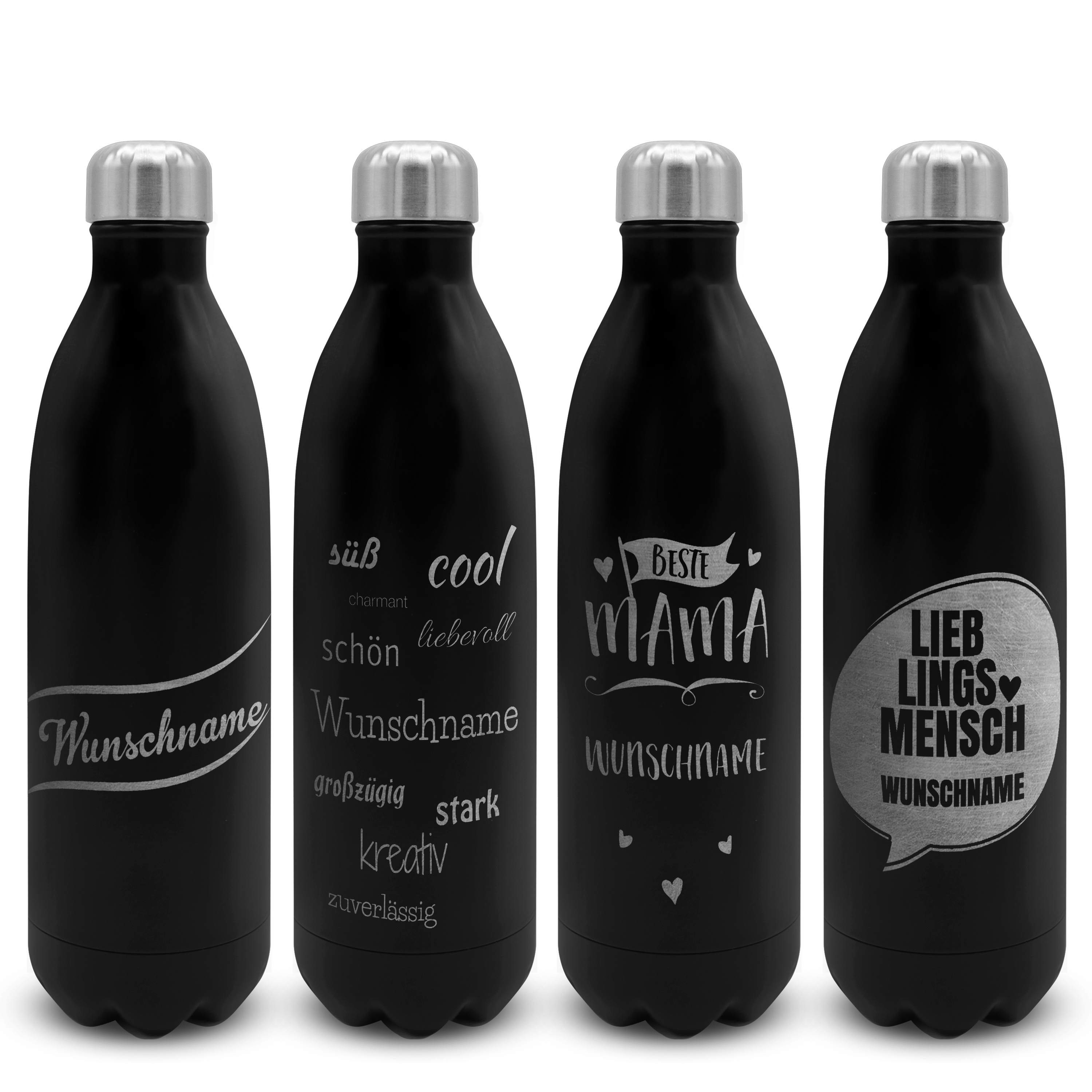 Thermo-Trinkflasche Gravur 1 Liter Schwarz 3