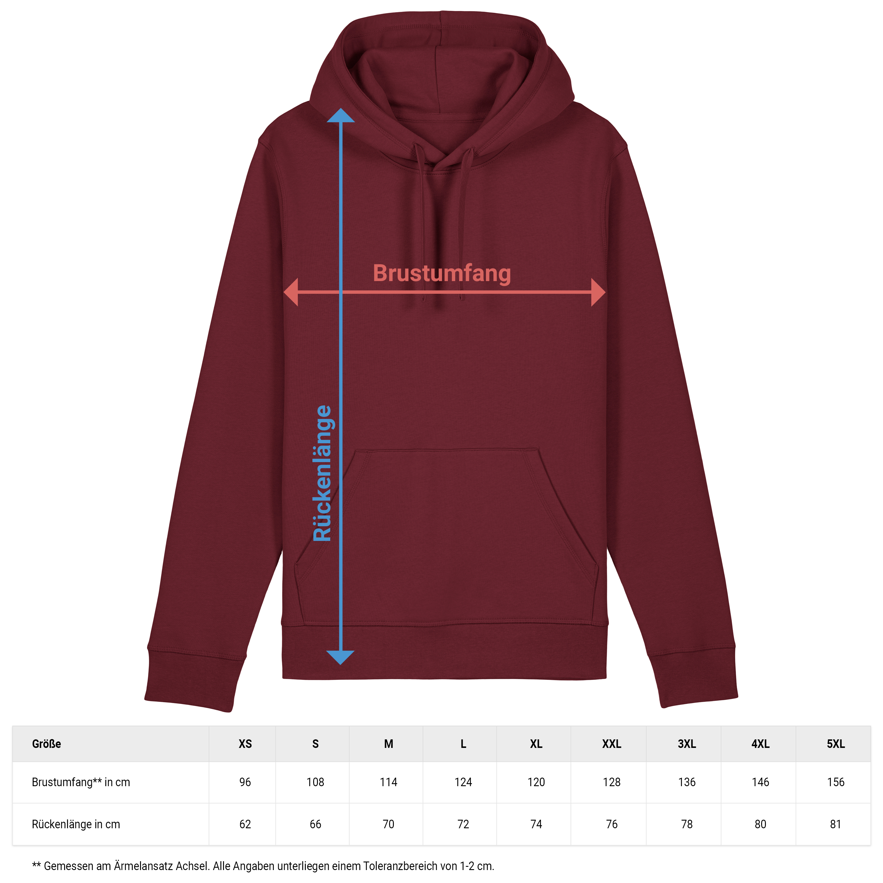 Bio Hoodie „Basic“ M Burgund 4