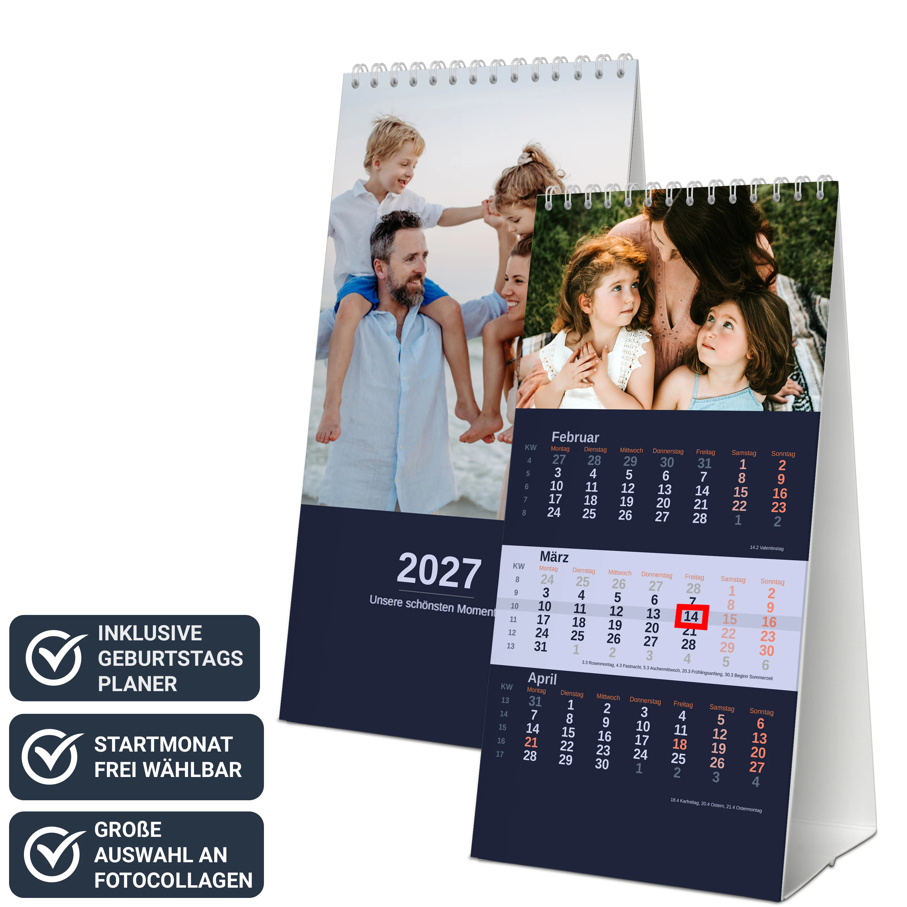 3-Monats-Tischkalender - Standard 1