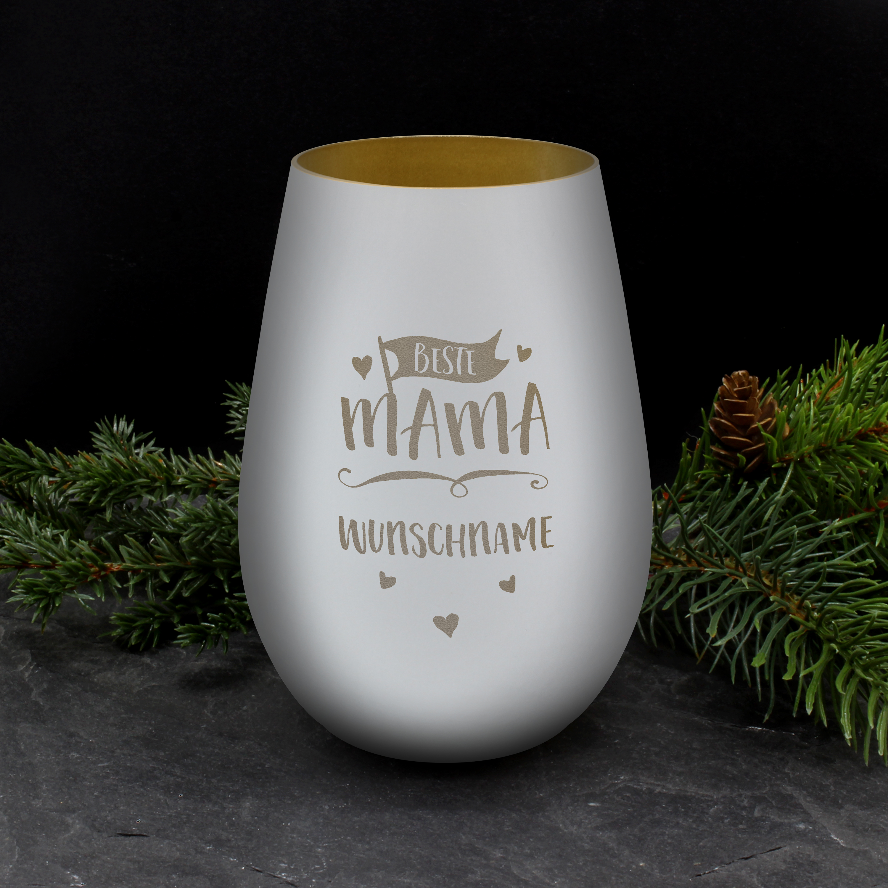 Windlicht "Premium" Weiß/Gold 7