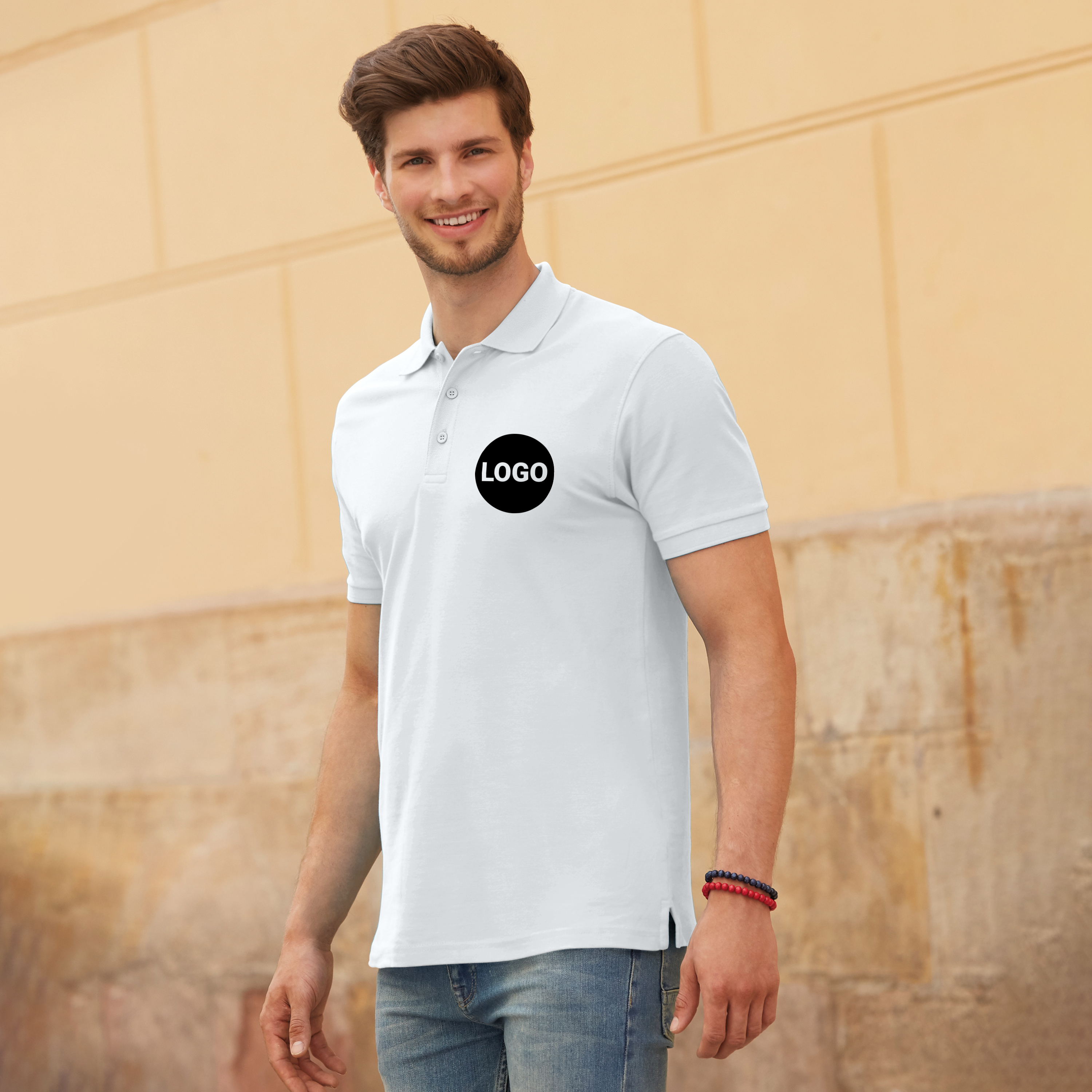 Herren Poloshirt Weiß 4