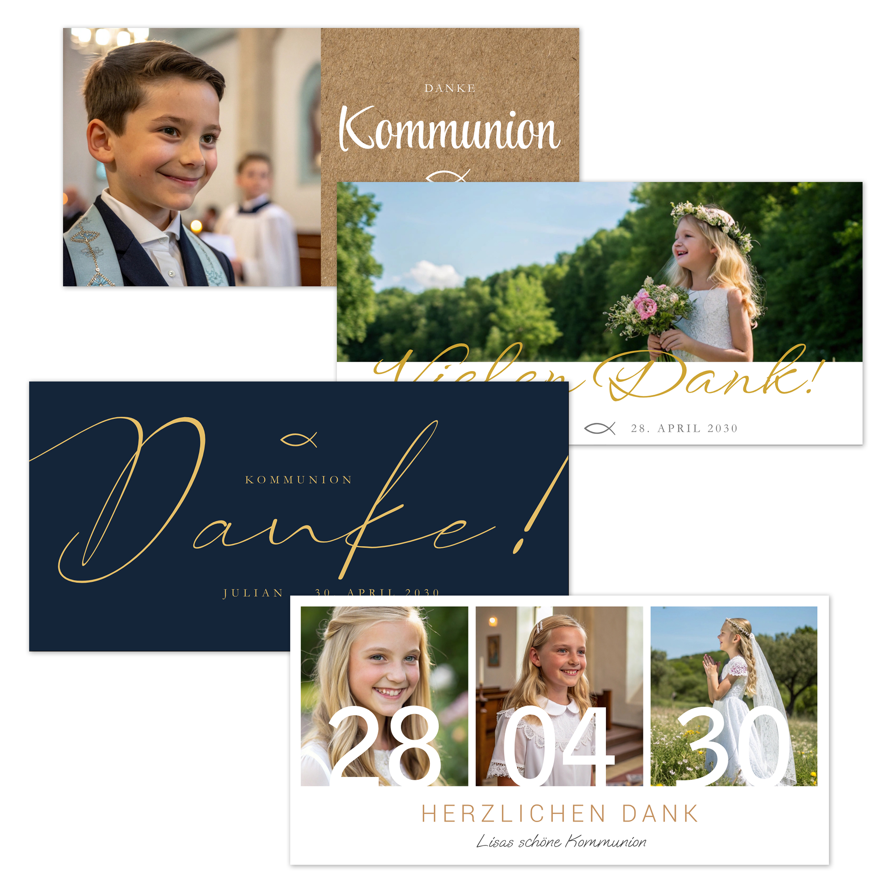 Dankeskarte Kommunion Karte DIN lang Quer (21 x 10,5 cm) 1