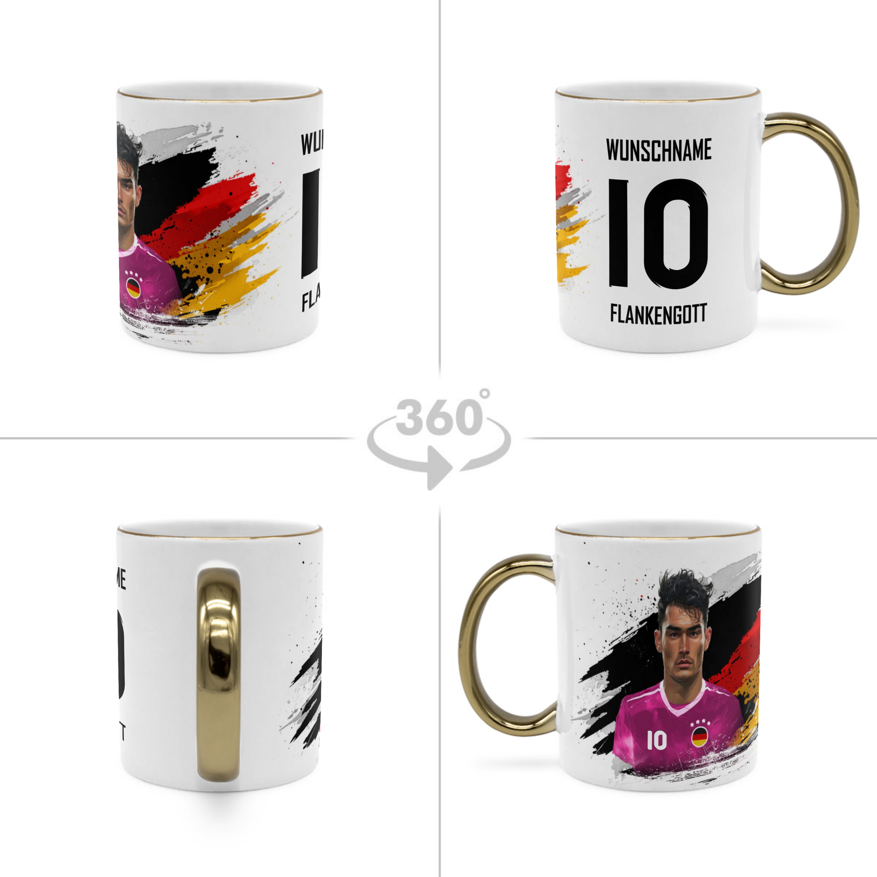 Face Swap Fußballtasse Deutschland Gold glänzend 4