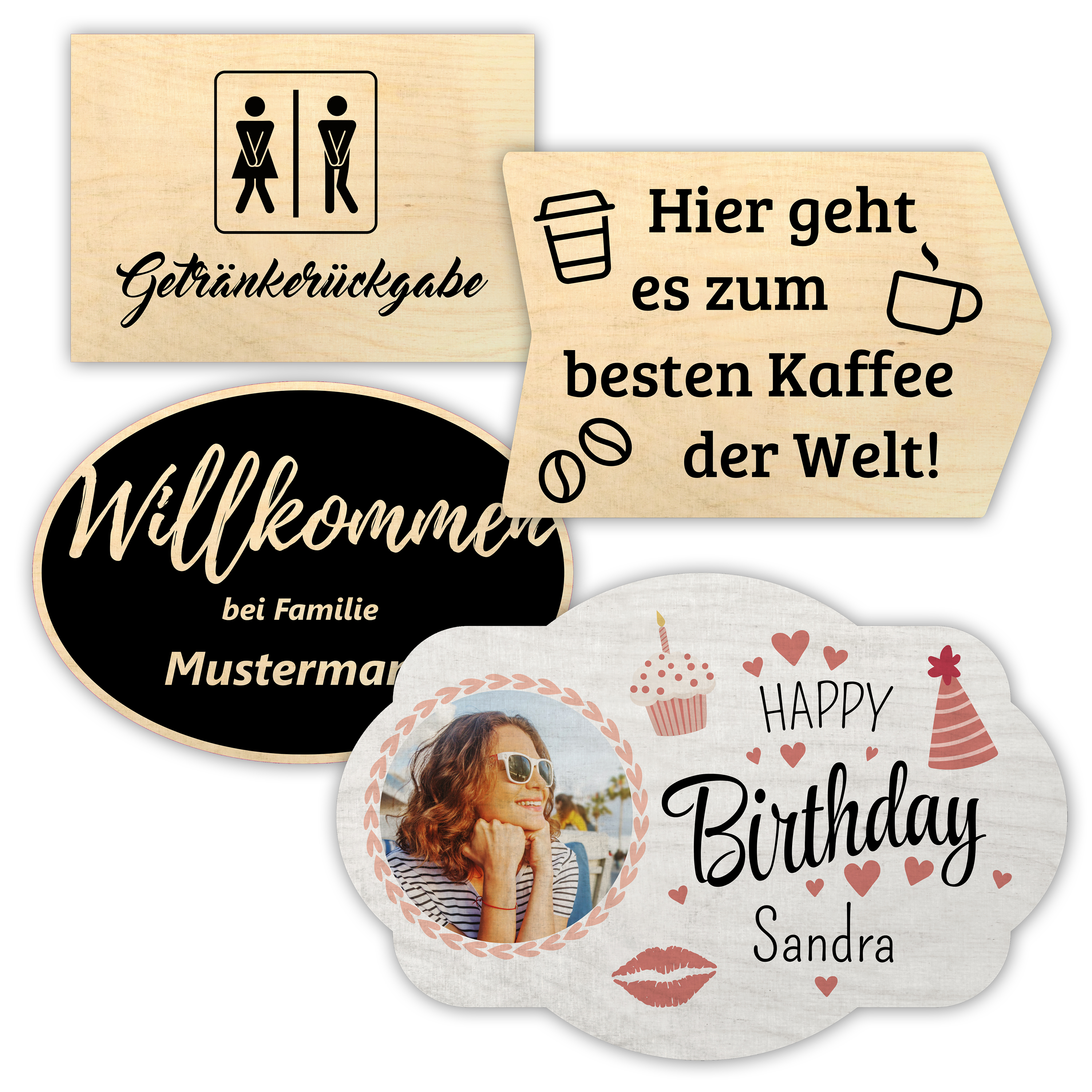 Holzschilder (Indoor) Holz 10 mm (Indoor) 14,85 x 10,5 cm (DIN A6) 1