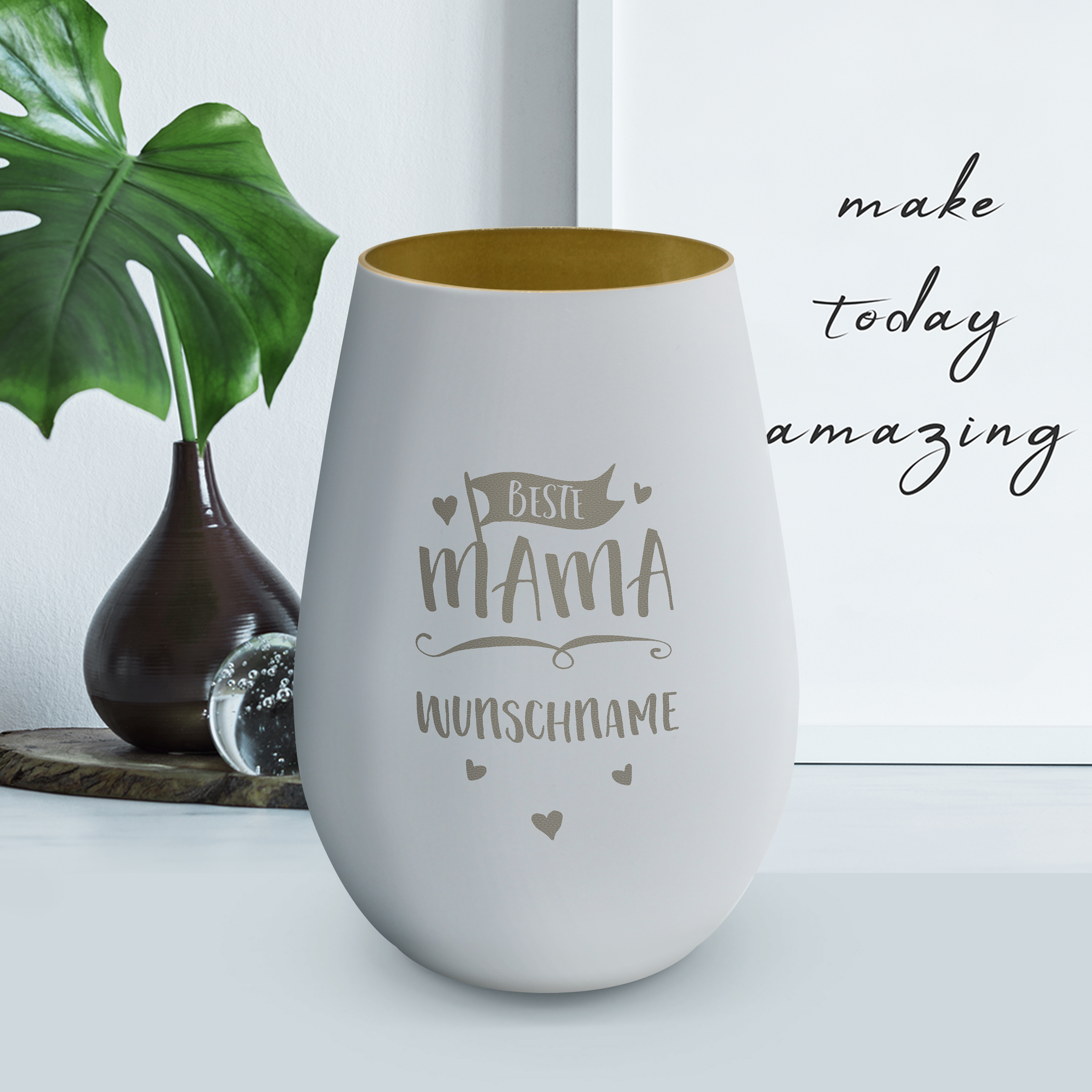 Windlicht "Premium" Weiß/Gold 6