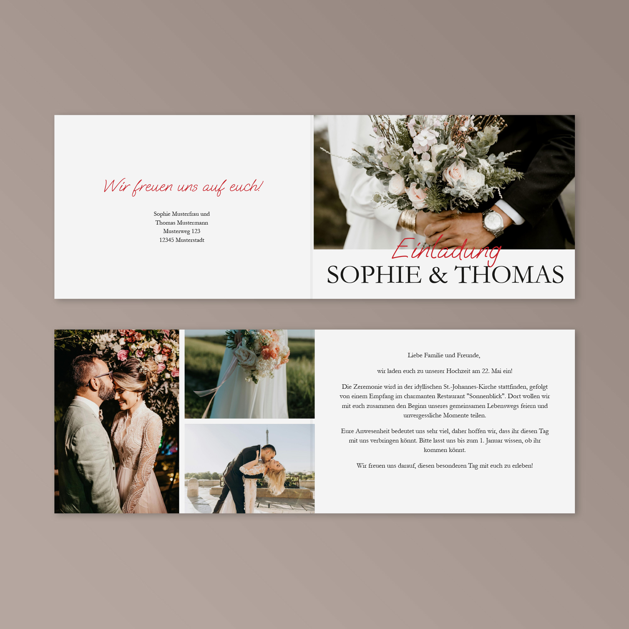 Hochzeitseinladung - Classic Klappkarte A6 Quer (14,8 x 10,5 cm) 2