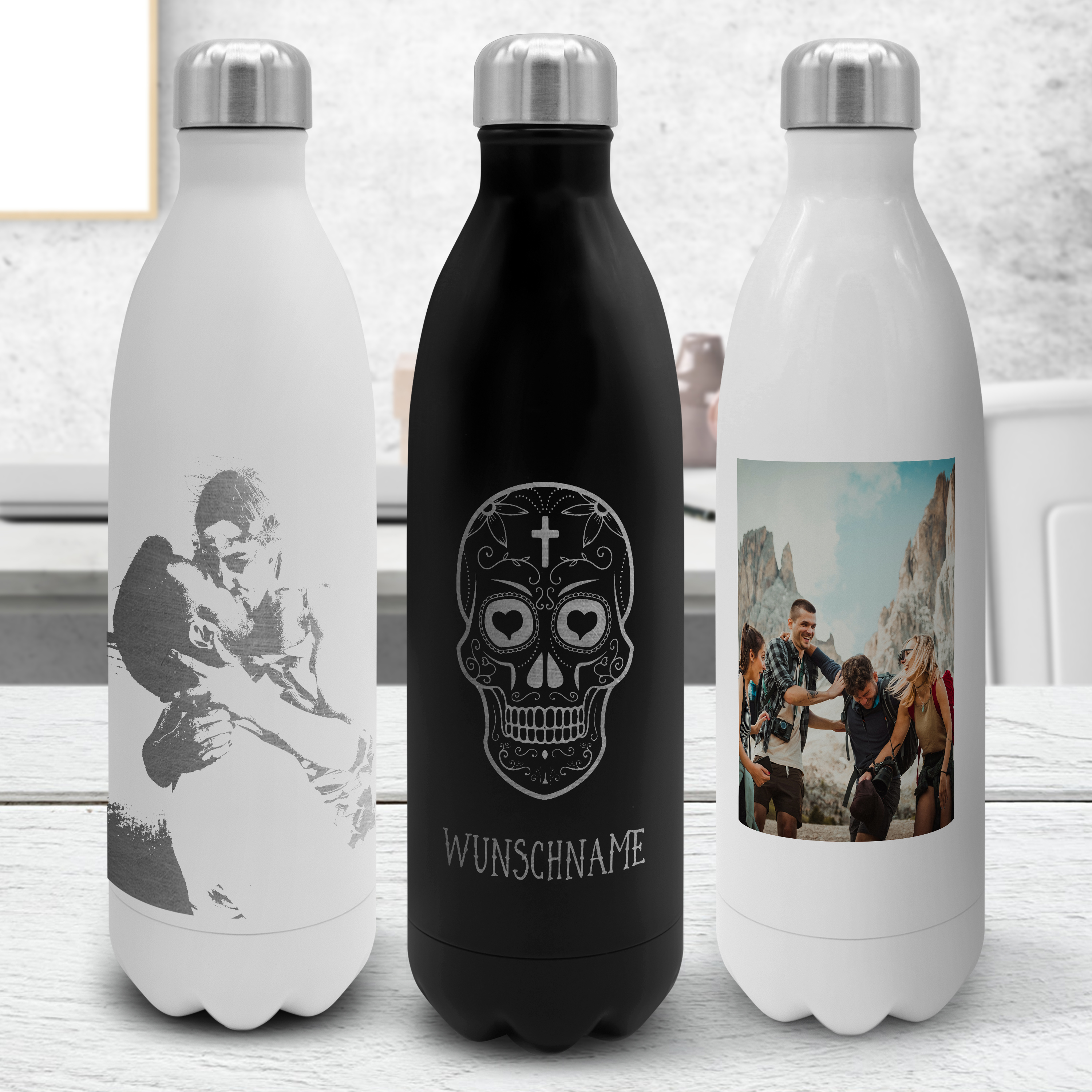 Thermo-Trinkflasche Gravur 1 Liter Schwarz 5