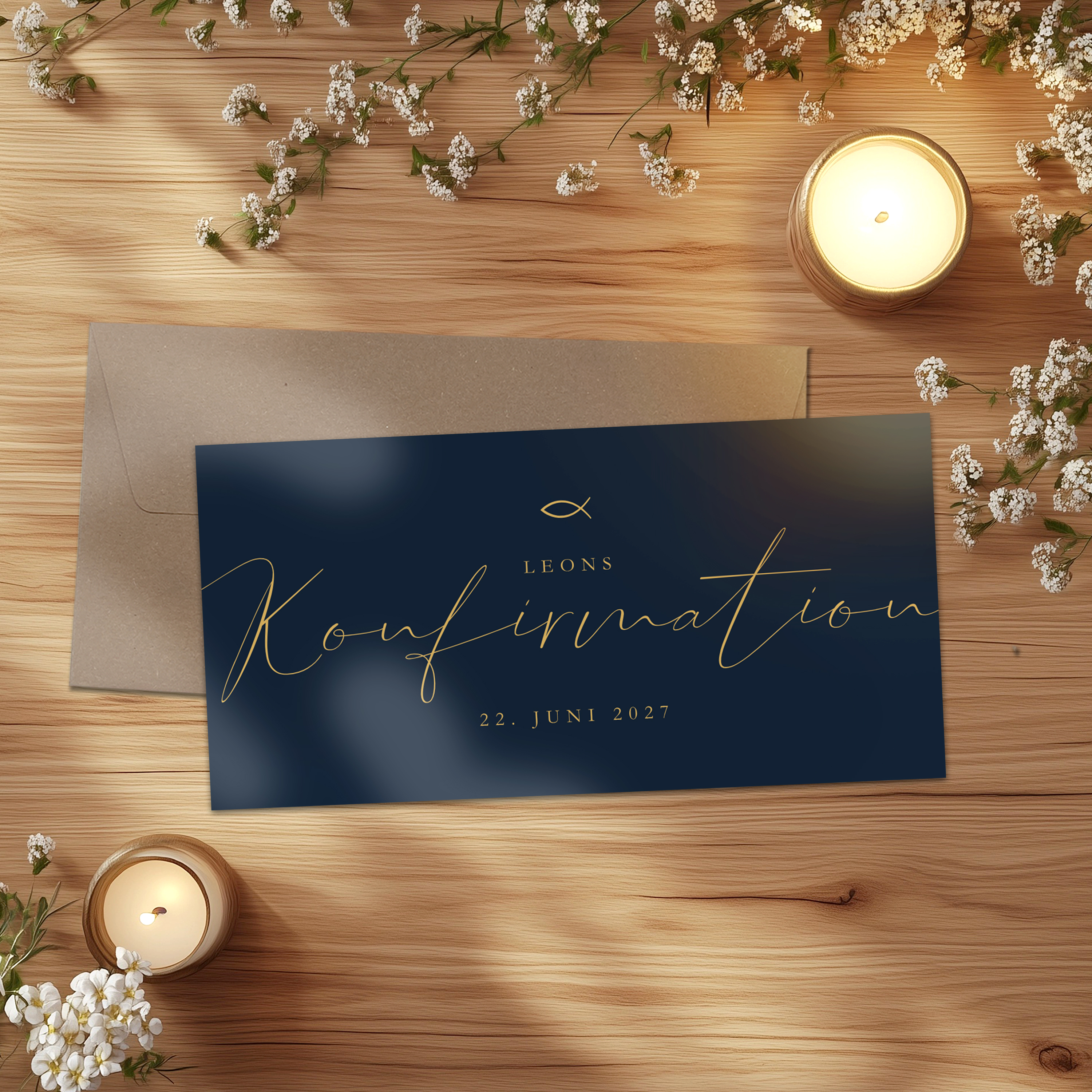 Konfirmationseinladung Karte DIN lang Quer (21 x 10,5 cm) 5