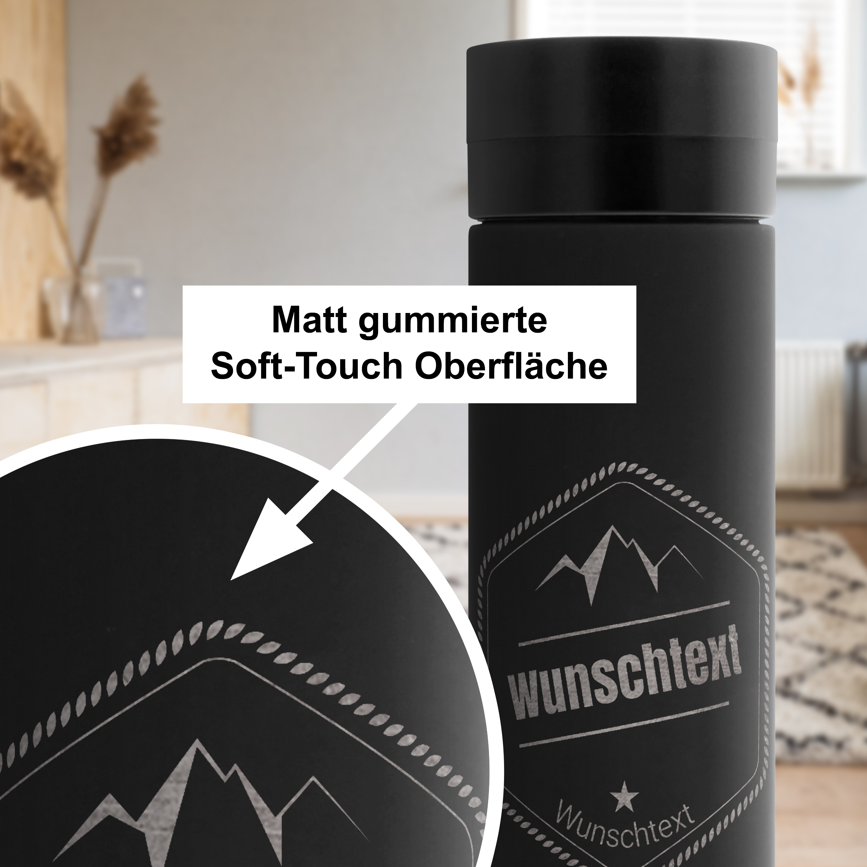 Thermobecher "Premium" Gravur 0,465 Liter Schwarz 4