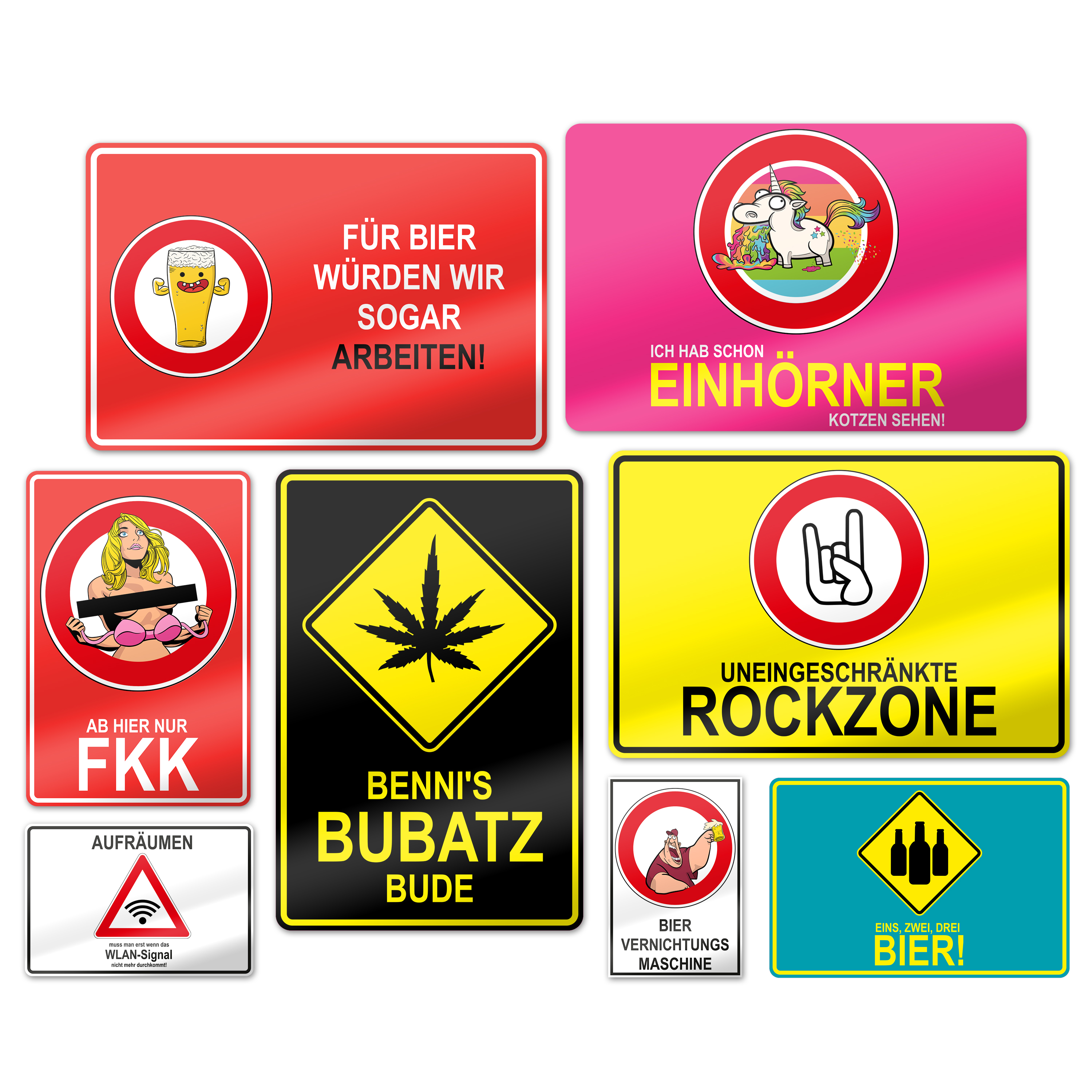 Funschilder 15 cm x 10 cm PVC Hartschaum 5 mm 2