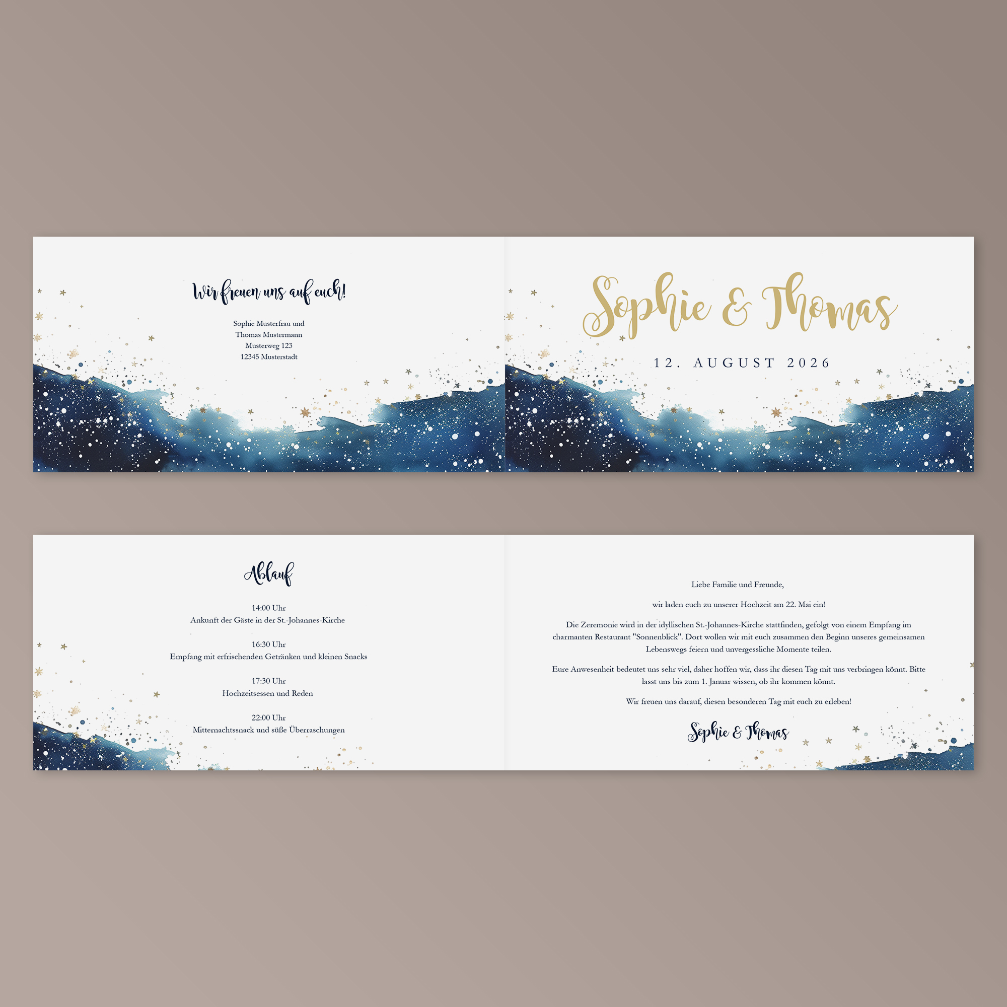 Hochzeitseinladung - Heaven Klappkarte DIN lang Quer (21 x 10,5 cm) 2