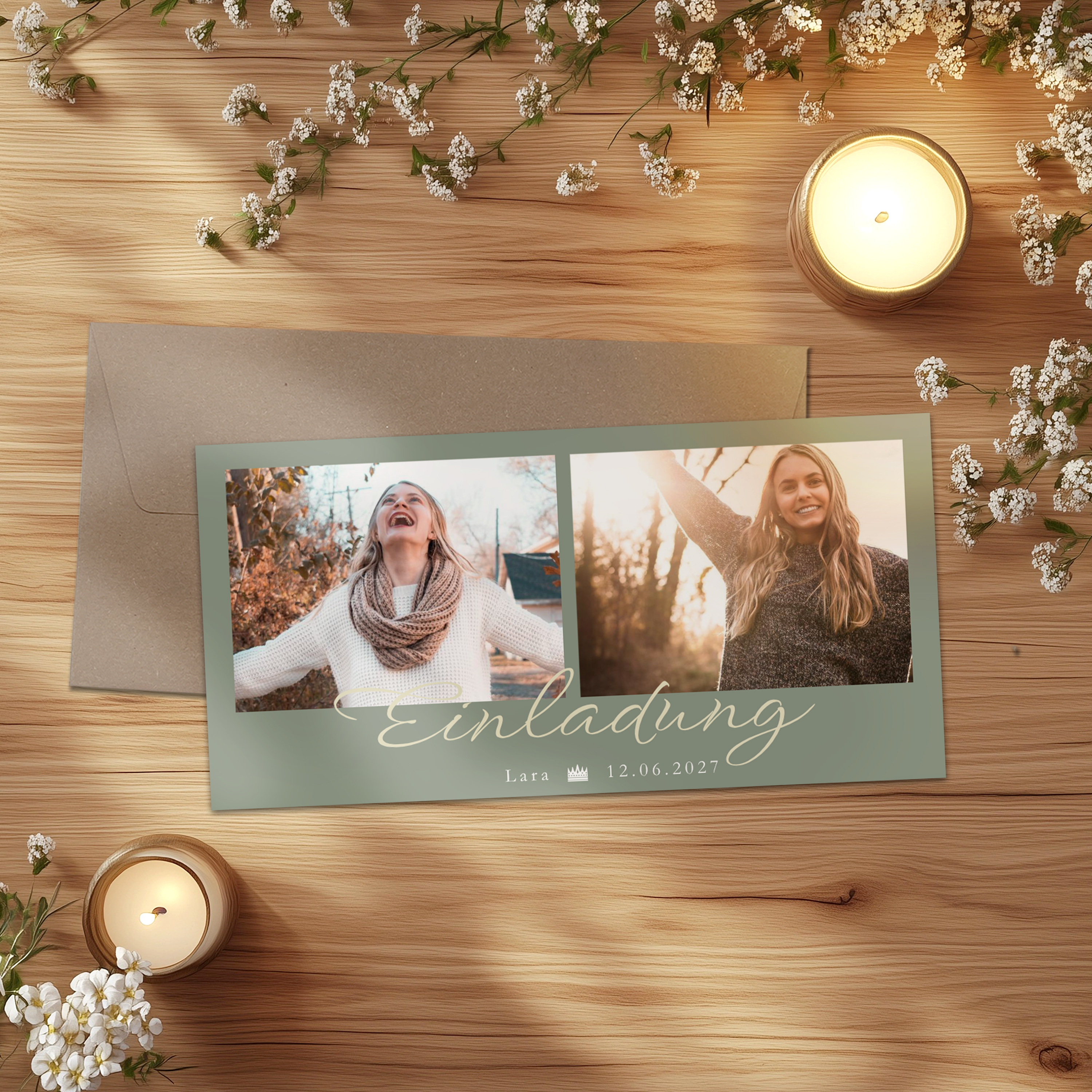 Geburtstagseinladung Klappkarte lang Quer (21 x 10,5 cm) 5