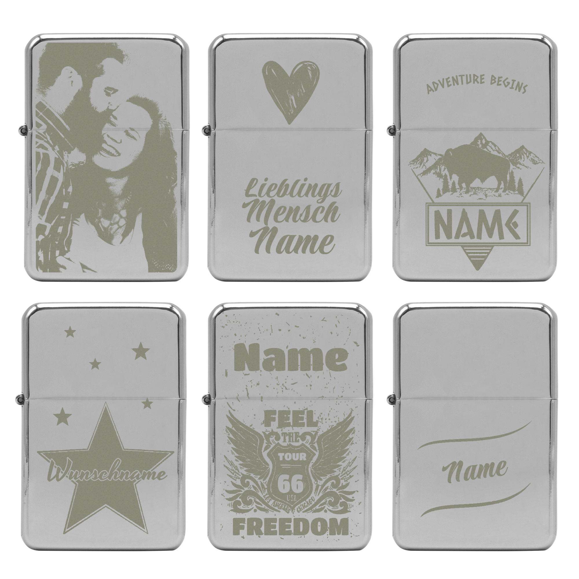 Sturmfeuerzeug-Set "Gravur" einseitig 5