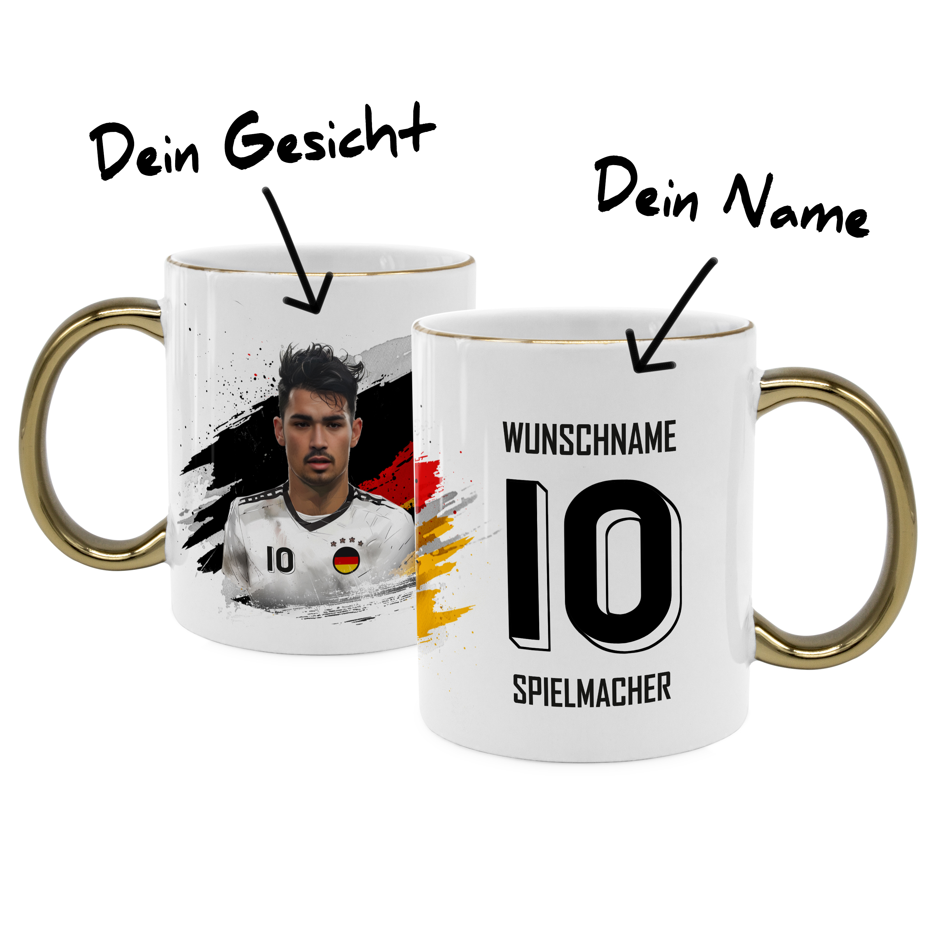 Face Swap Fußballtasse Deutschland Gold glänzend 1