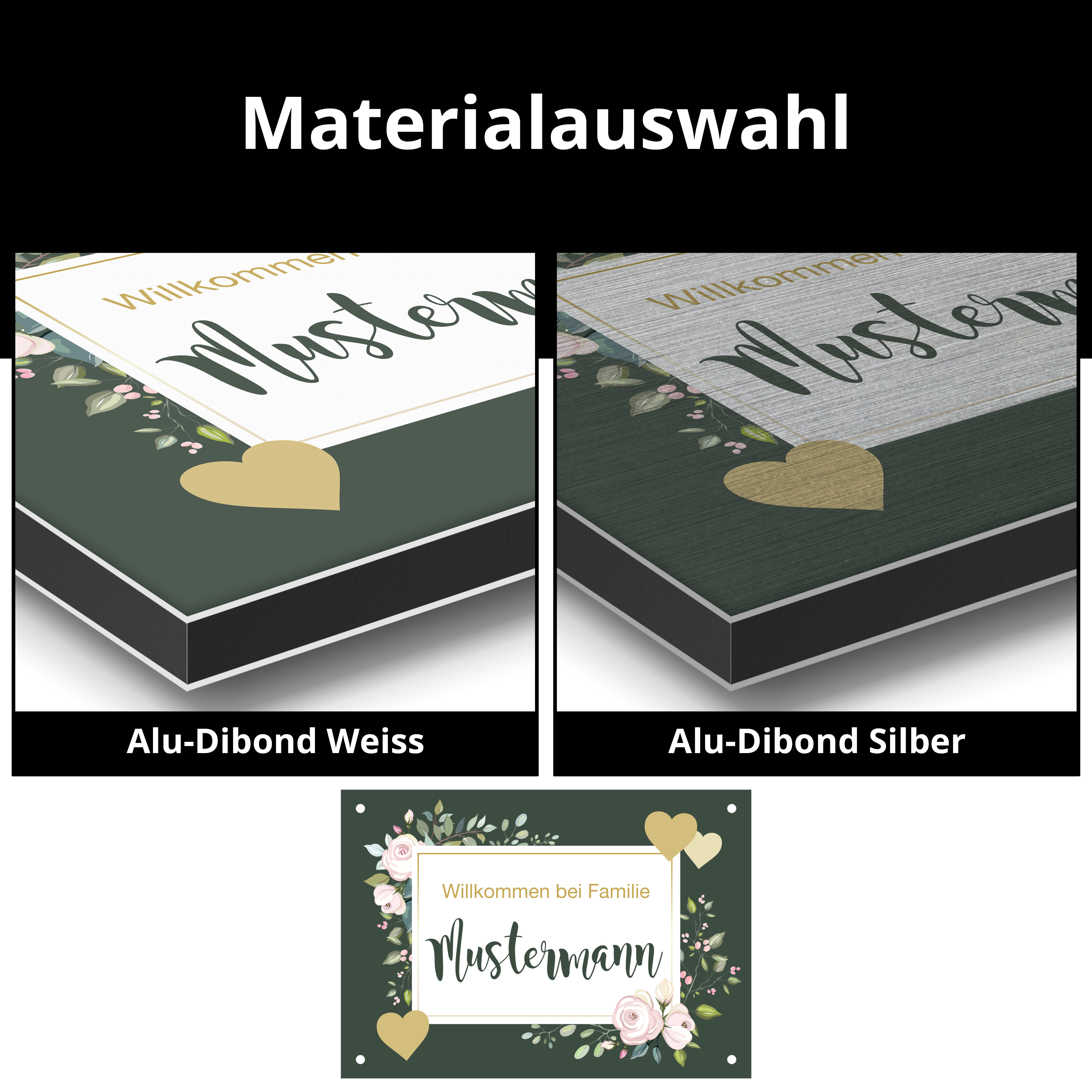 Hausnummernschilder A6 - 14,8 cm x 10,5 cm Alu-Dibond Weiß 3 mm 5