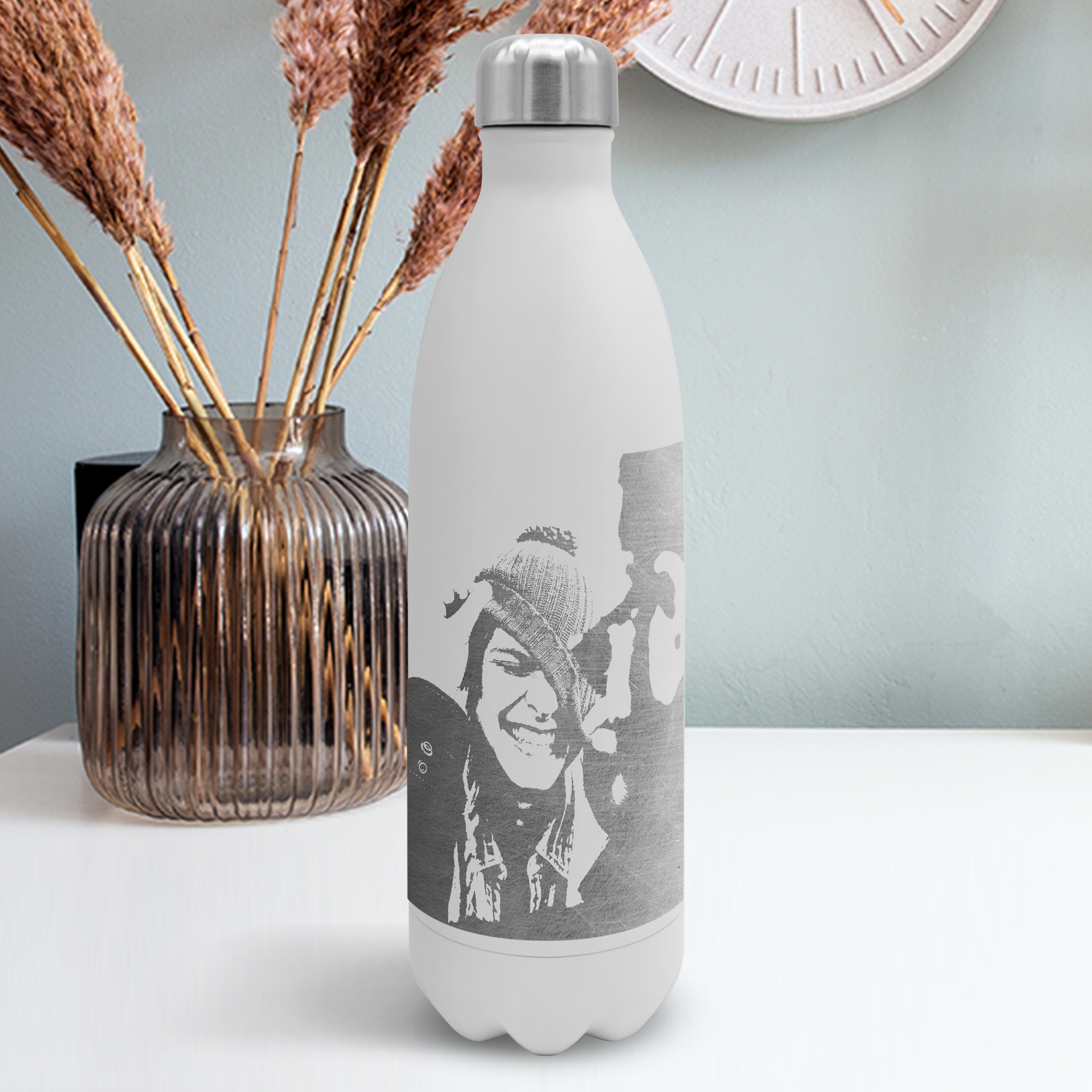 Thermo-Trinkflasche Gravur 1 Liter Weiß 4