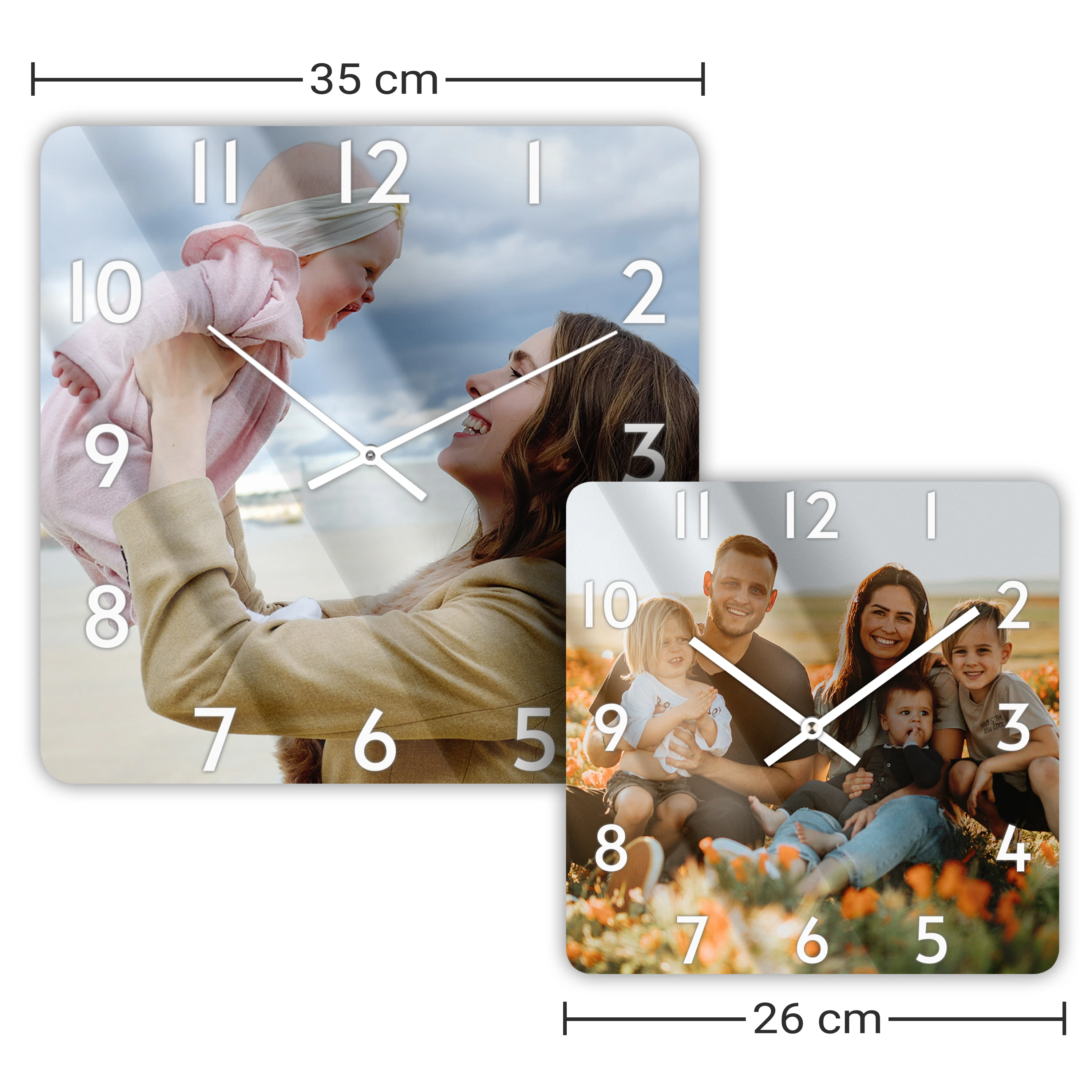 Wanduhr eckig klein (26 cm) Acrylglas 2